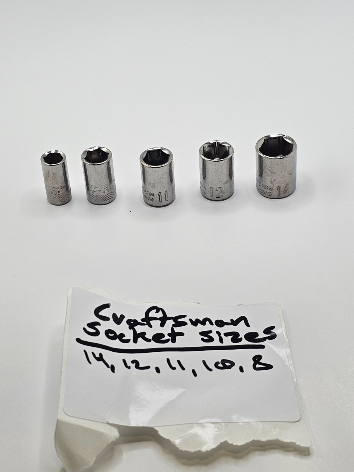 ( QTY 5 ) Craftsman Drive Socket 6 Point ( 8mm, 10mm, 11mm, 12mm, 14mm )