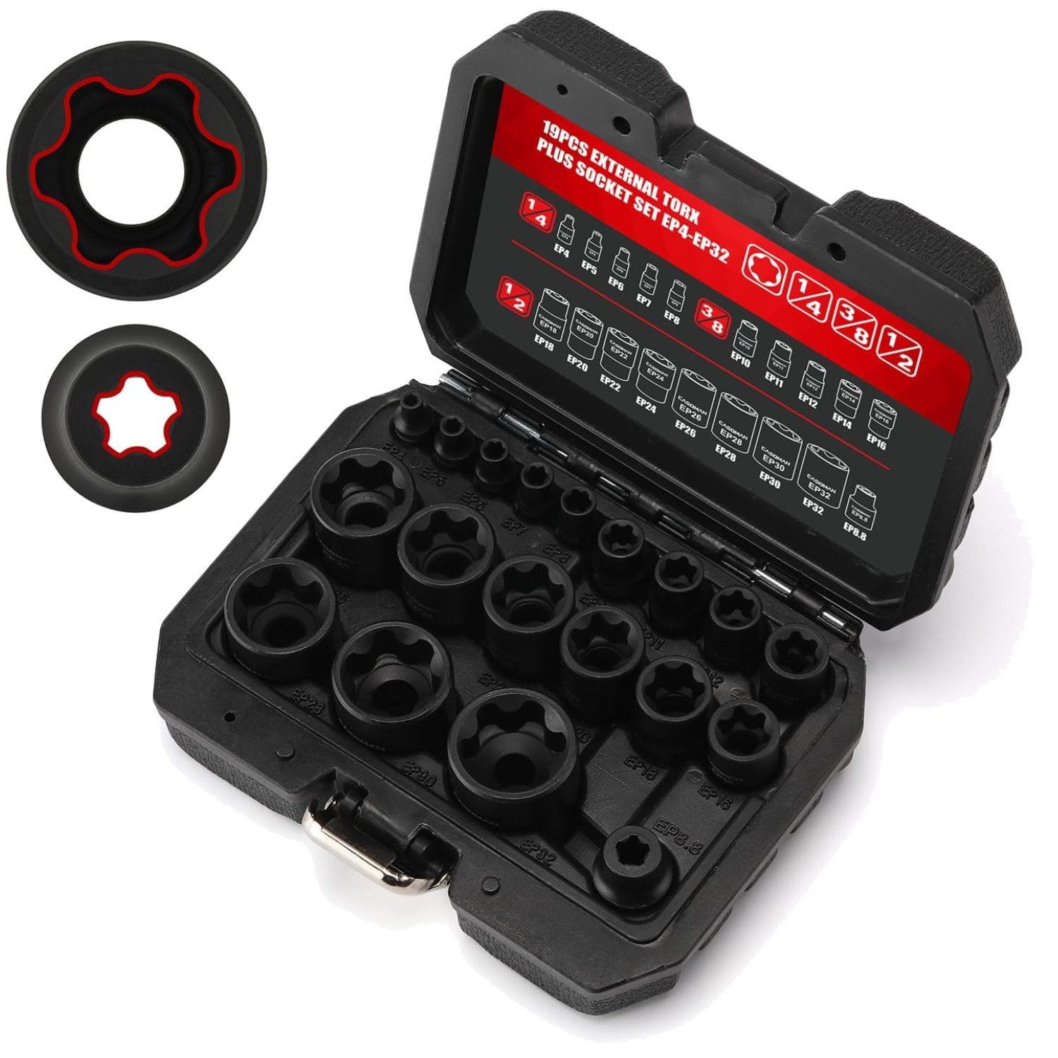 Professional 19PCS Chromed Vanadium Torx Plus Socket Set for Car Maintenance
