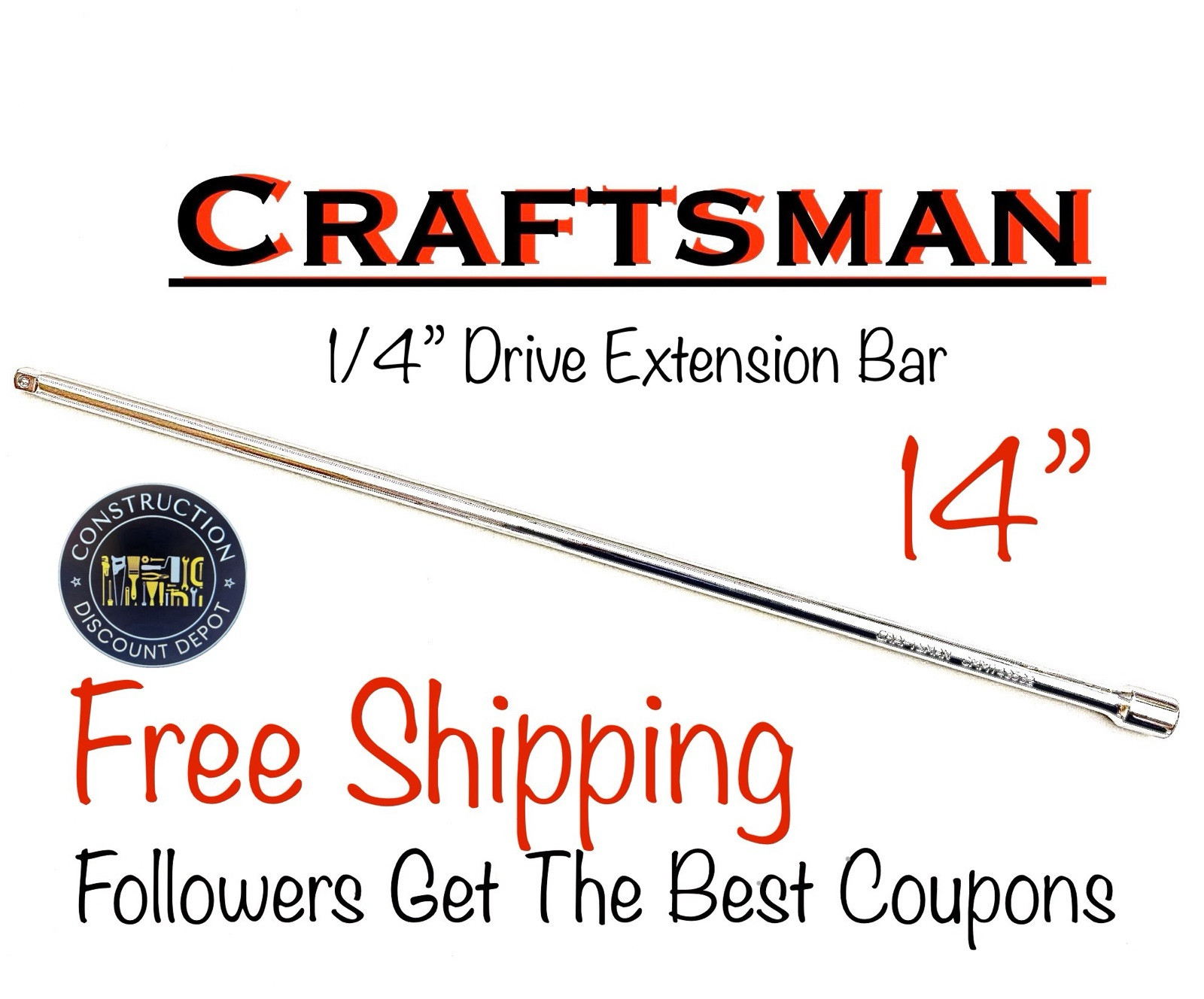 Craftsman 1/4 in Drive X 14 in. Long Extension Bar 1/4″ X 14″ CMMT43532