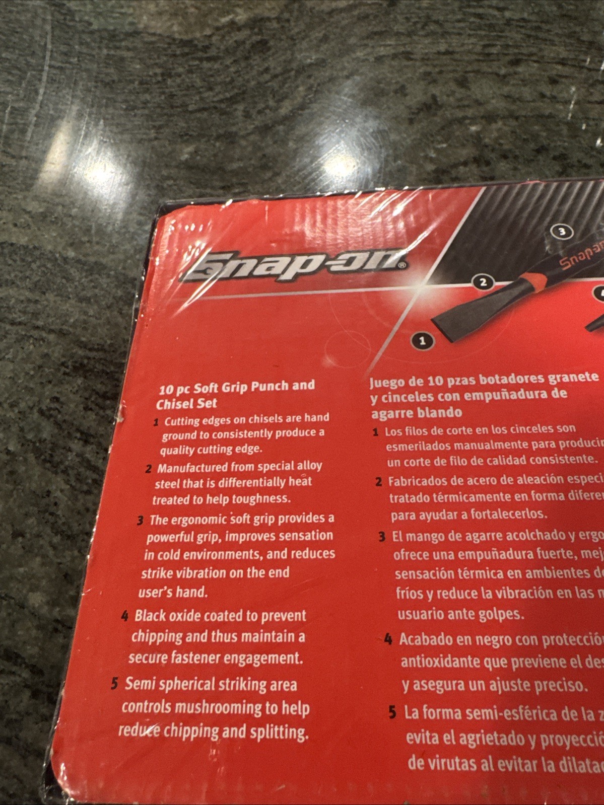 Snap On ppcsg710 10pc soft grip punch and chisel set red sealed