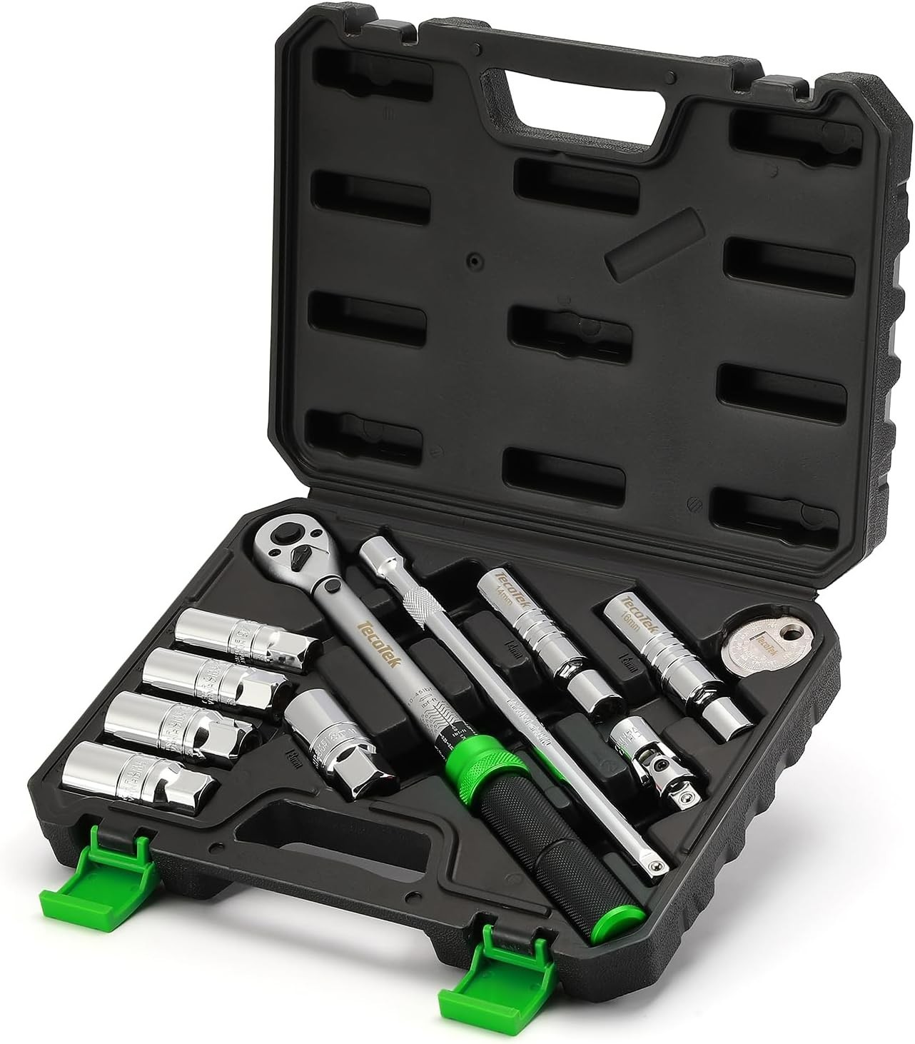 11-Piece 3/8″ Drive Spark Plug Socket Set with Click Torque Wrench Included