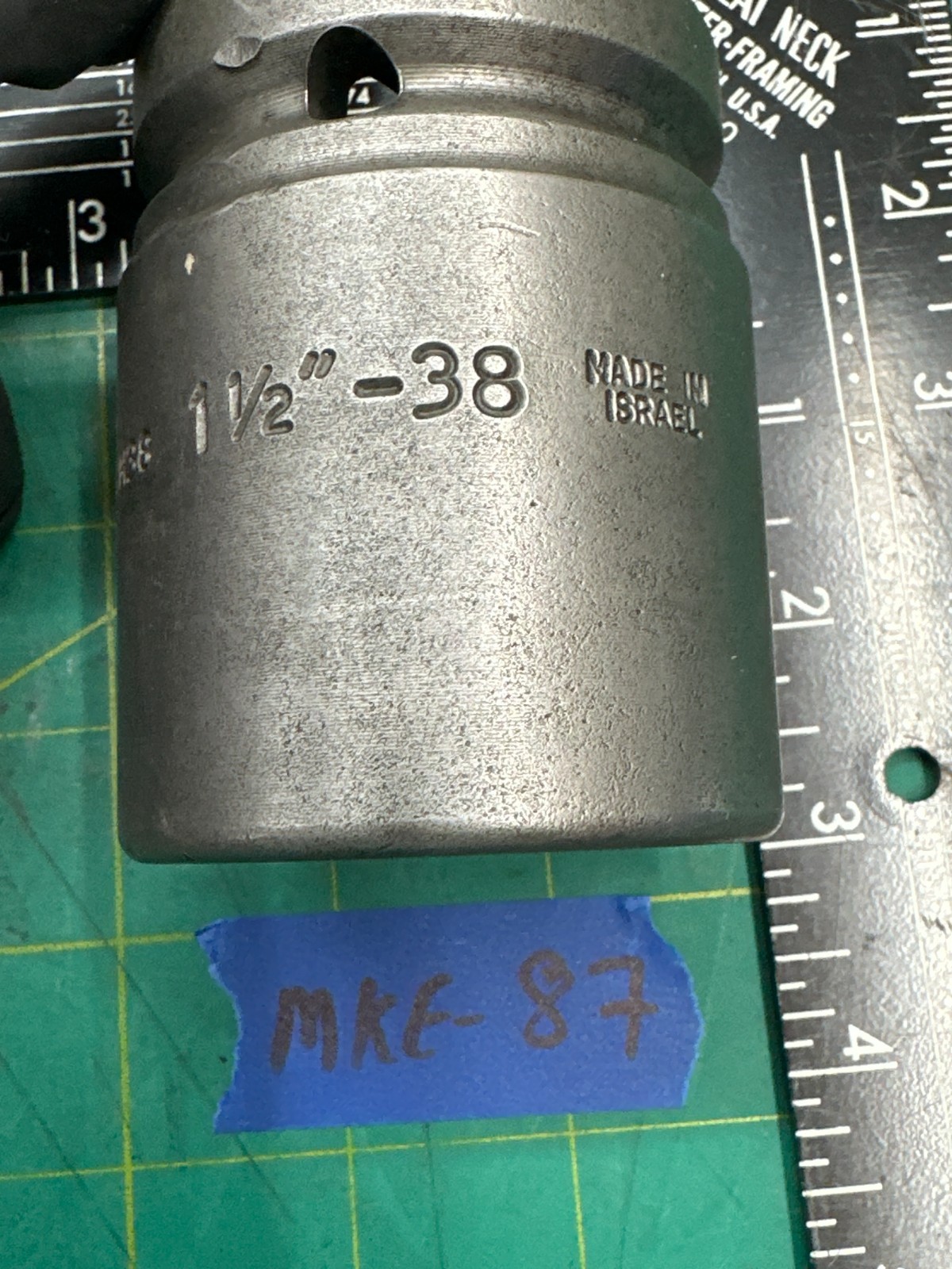 Vintage Ozat 9524M38 1-1/2″ 38 Hex Spline Impact Socket 6-Point, Made In Israel