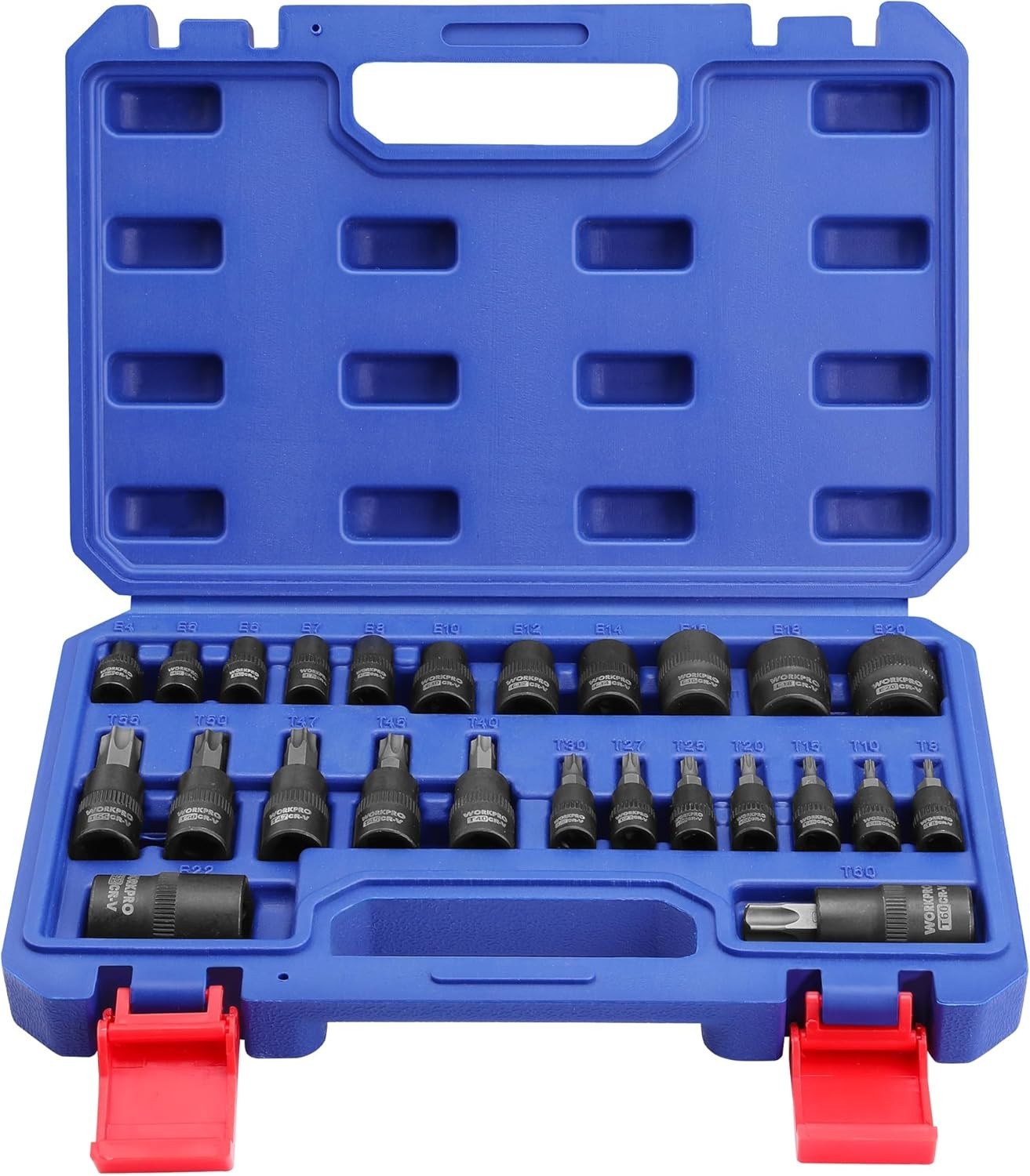 Heavy-Duty 25-Piece Torx Socket Set, Black Phosphate Coating