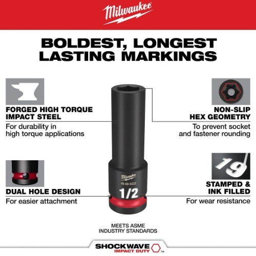 Milwaukee 49-66-7016 SHOCKWAVE Impact Socket Set, 29 Pieces, 6 Point