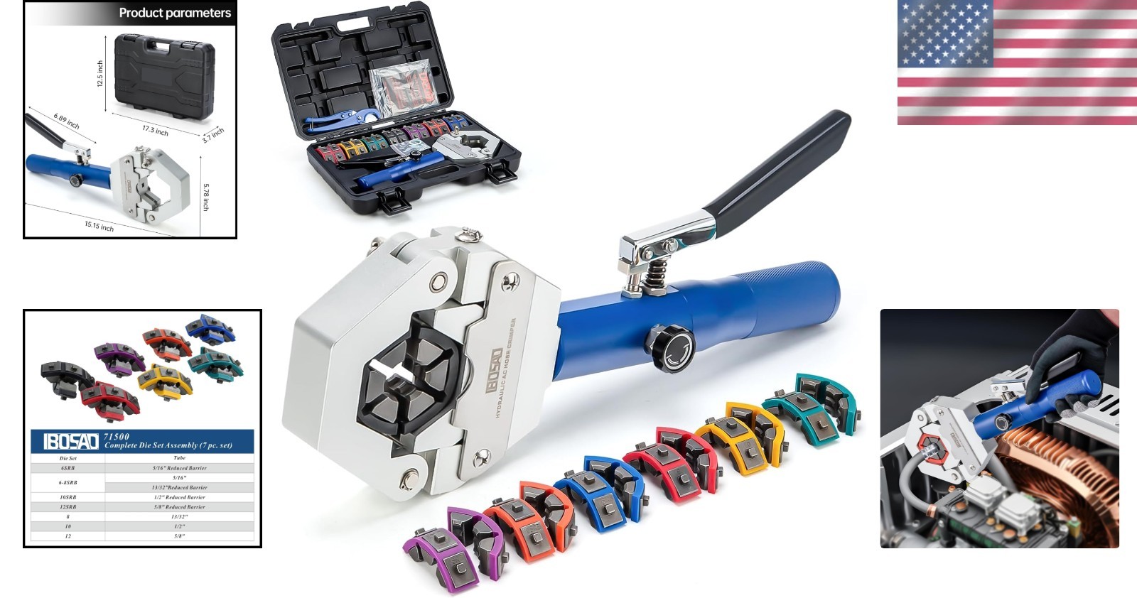 Durable Hydraulic AC Hose Crimper Kit 71500 – Beadlock Fittings Air Conditioning