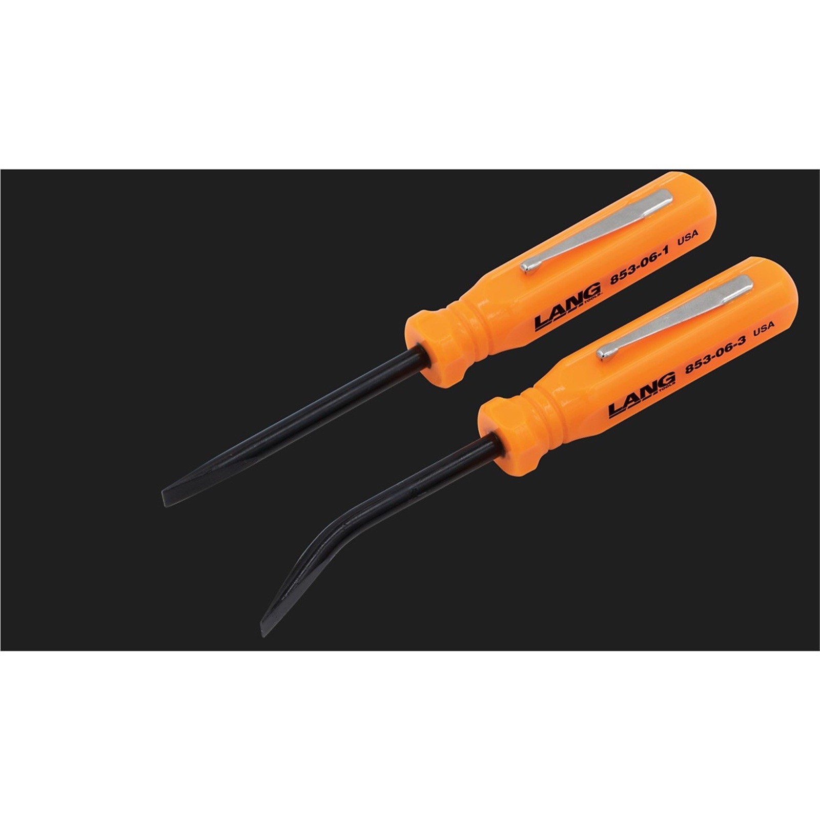 LANG TOOLS 853-06-2ST – 2 Pc Pocket Pry Bar Set Straight Blade & 27-degree USA