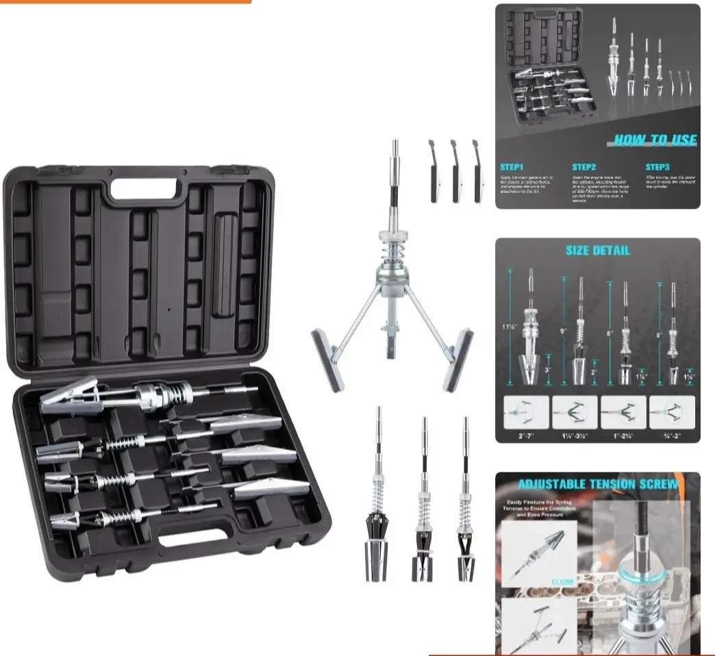 7-Piece Engine Cylinder Hone Kit – Precision Polishing Tools with Honing Stones