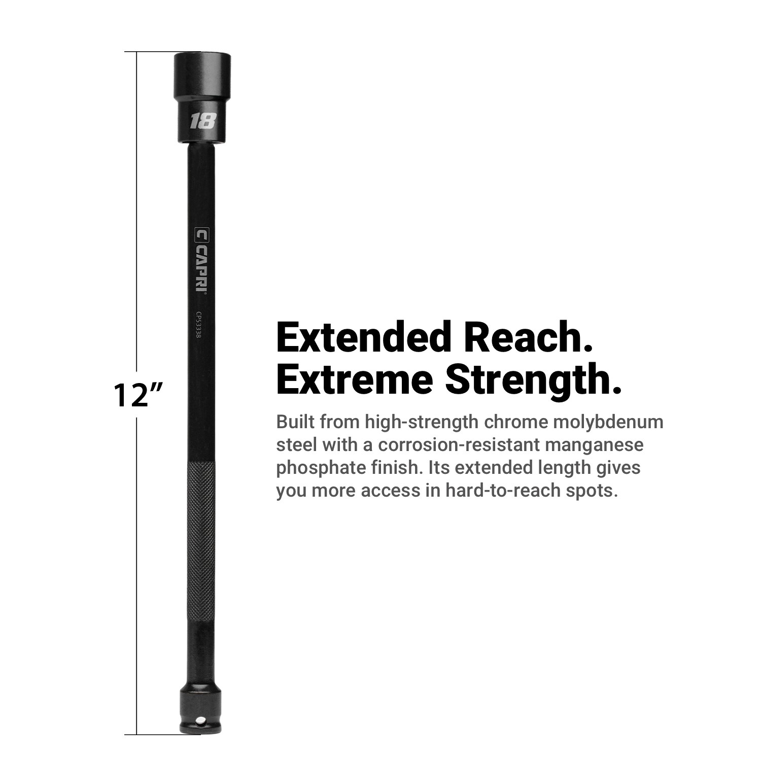 Capri Tools 3/8 in. Drive Pinless Universal Long Extension Impact Socket Set, MM
