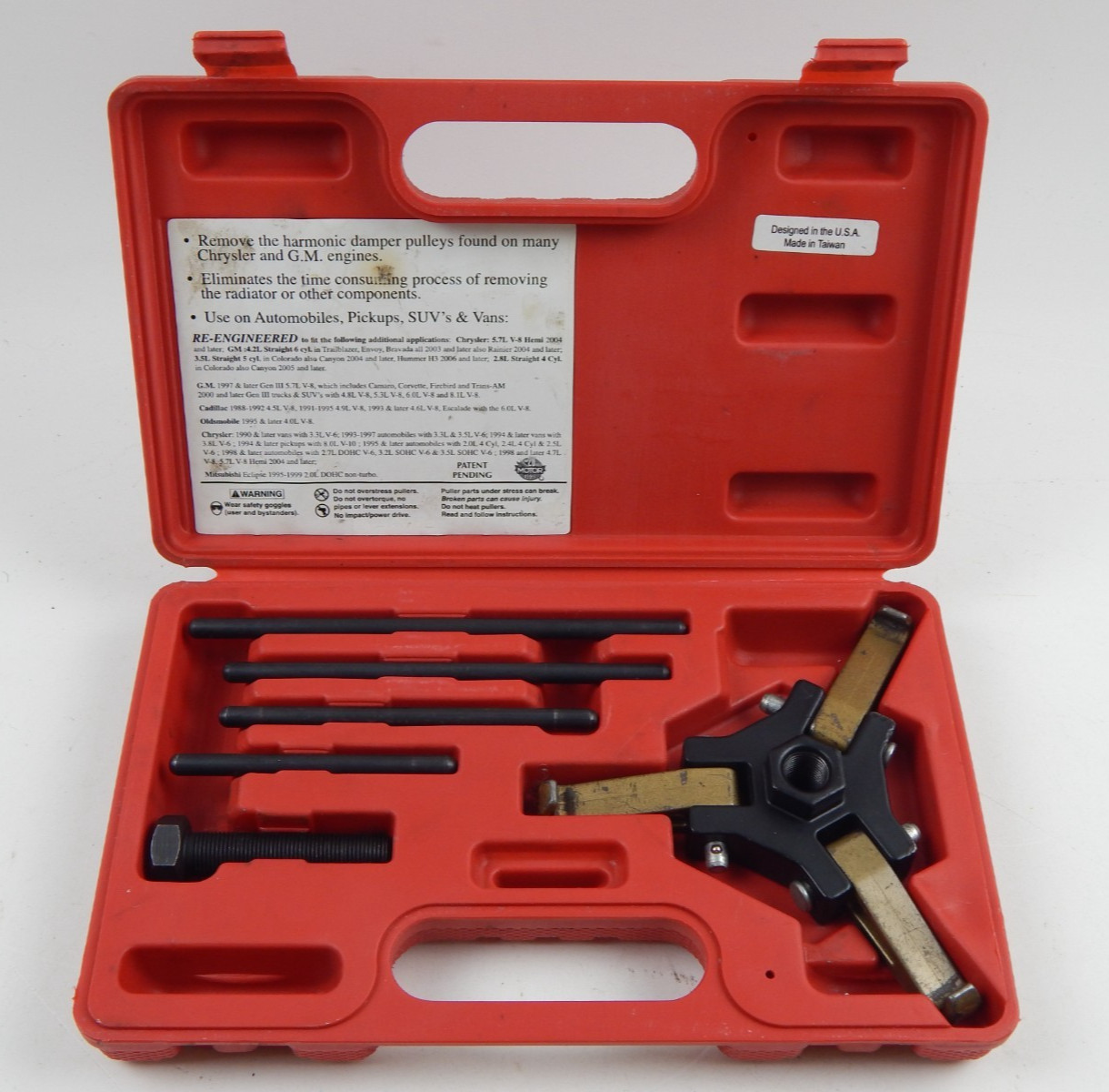Blue Point YA6490 Universal GM Chysler Harmonic Dampener Pulley Puller w/ Case