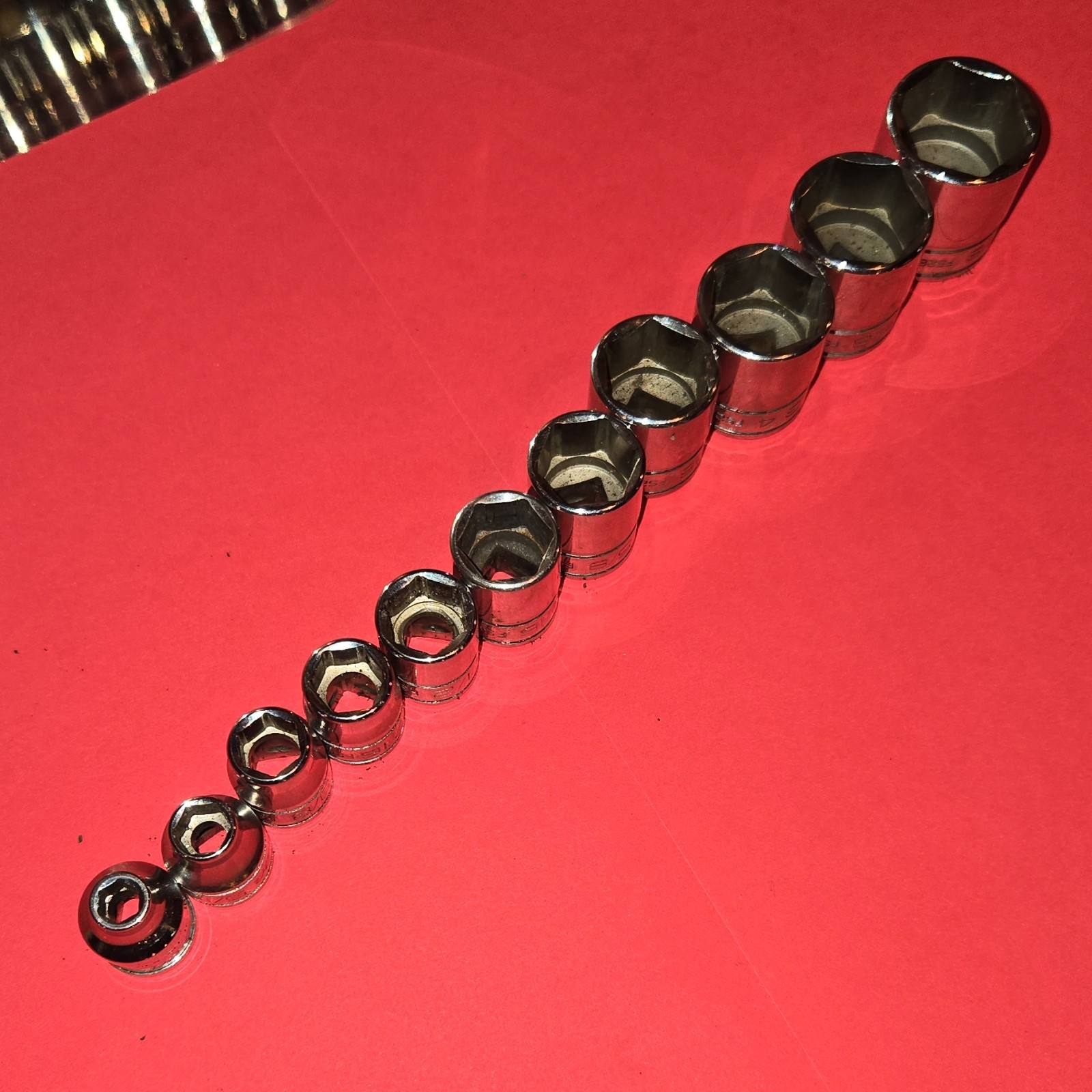 Snap-On 11 Piece Socket Set FS081-FS281 1/4″ to 7/8″ *READ*