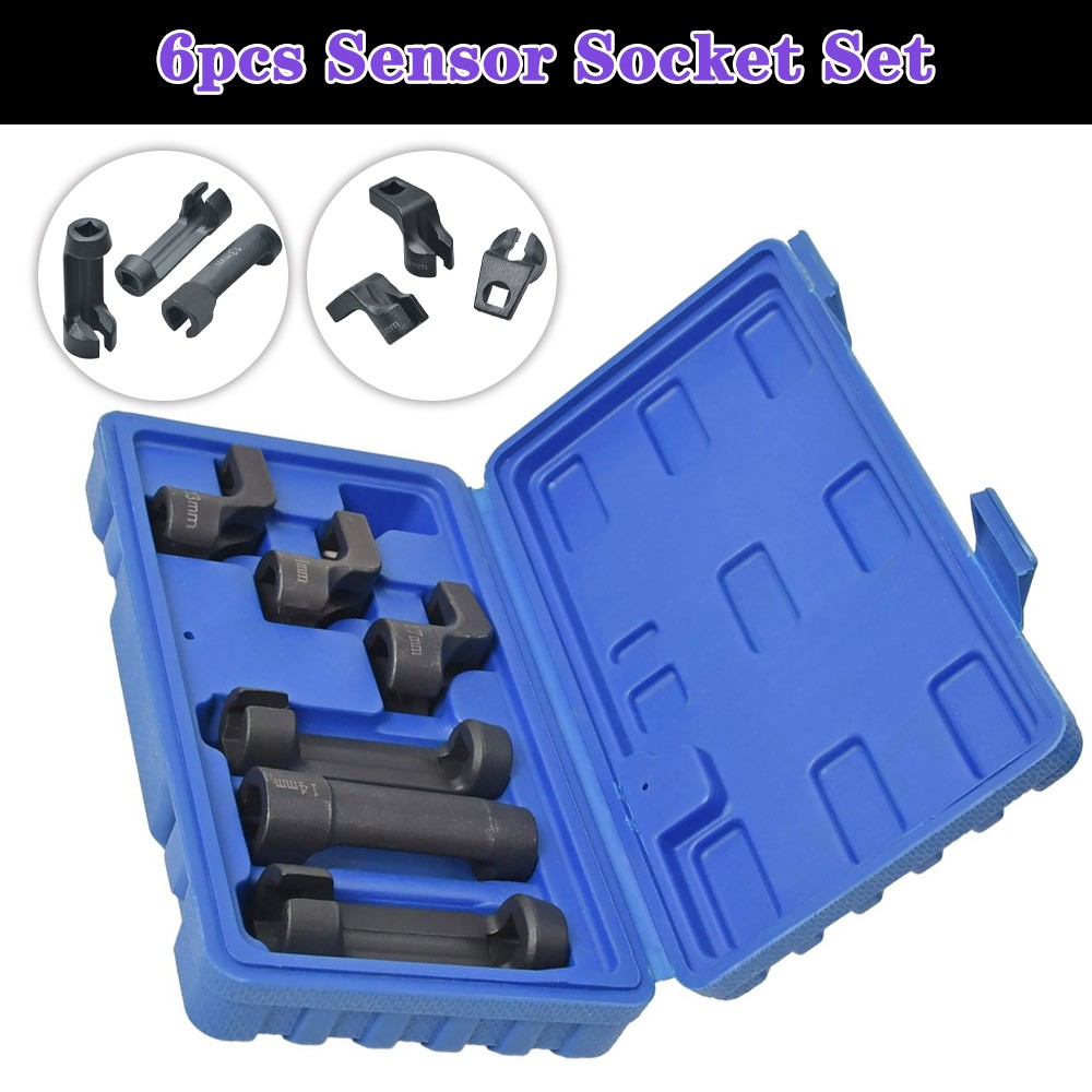 6pc Exhaust Gas Temperature EGT DPF Sensor Socket Removal Tool Set 13, 14, 17mm