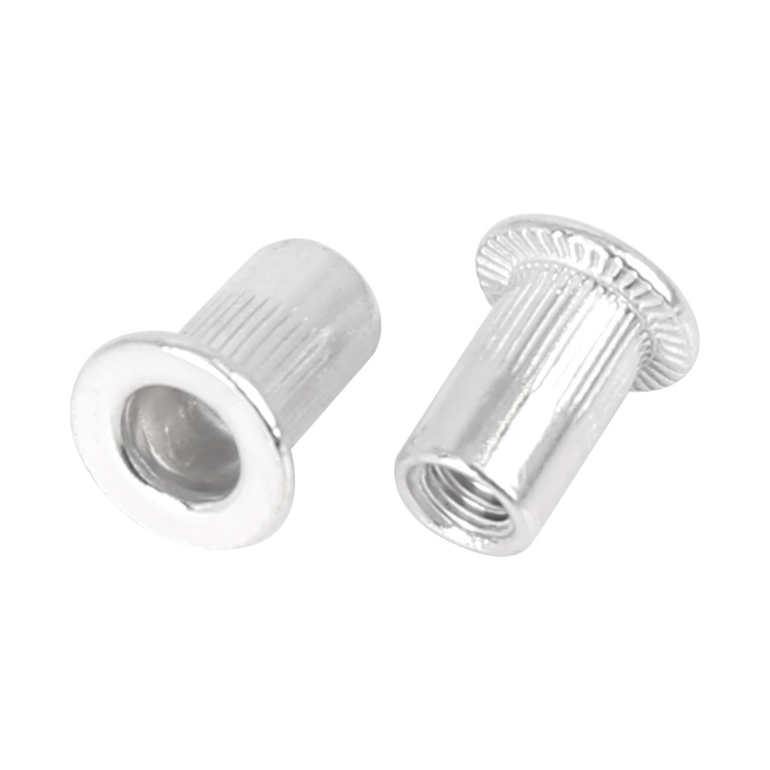 110 Pcs M4 Silver Tone Aluminum Alloy Car Flat Head Rivet Nut Threaded Insert