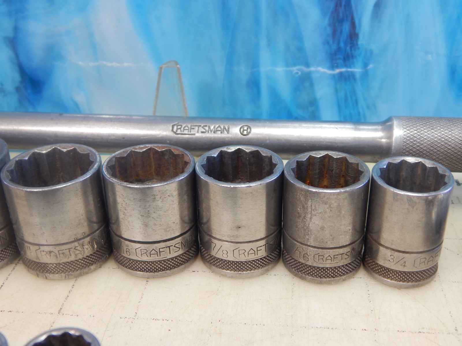 Vintage 1940’s Craftsman 1/2″ Dr. 16pc Socket Set, Breaker Bar, ALL -H- Series
