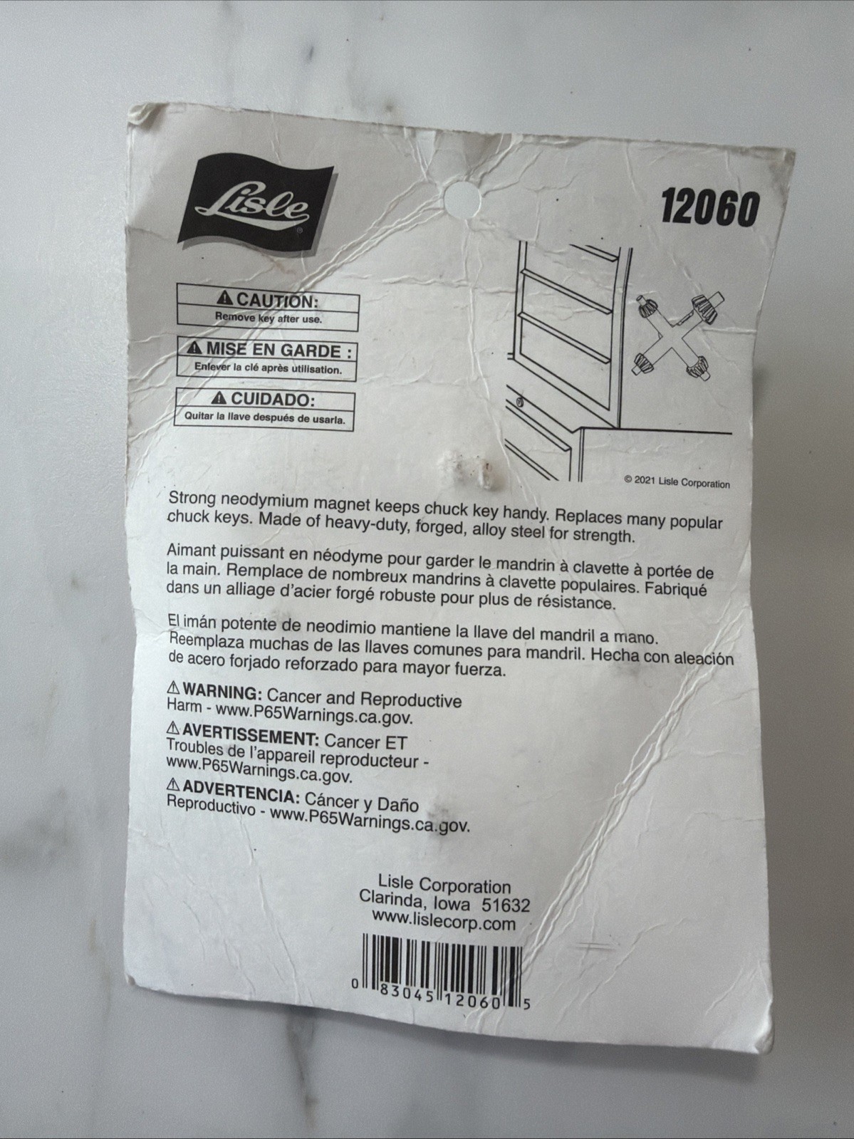 Lisle 12060 Large Master Magnetic Chuck Key with 4 Sizes