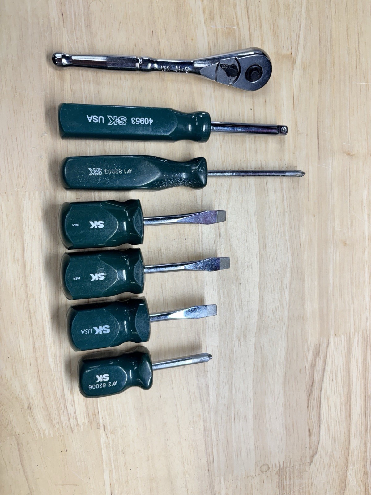 SK TOOLS SureGrip Screwdrivers & 1/4 Drive Ratchet Lot