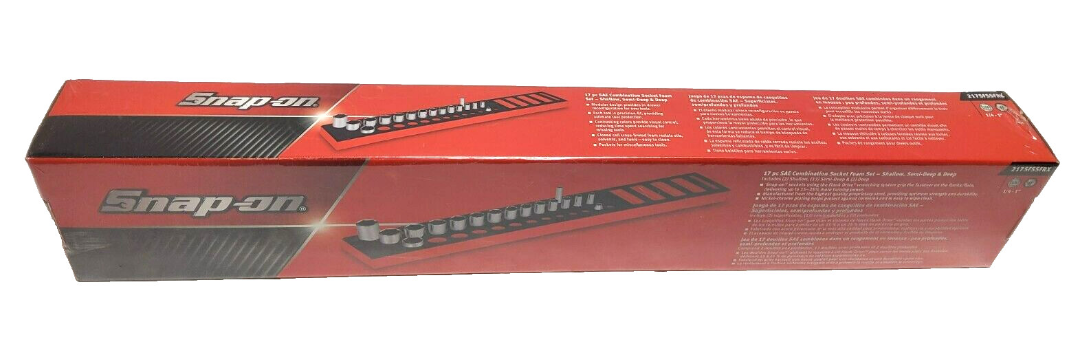 New Snap-on™ 3/8″ dr 17pc 1/4″ thru 1″ Foam Semideep Foam Socket Set with Extras