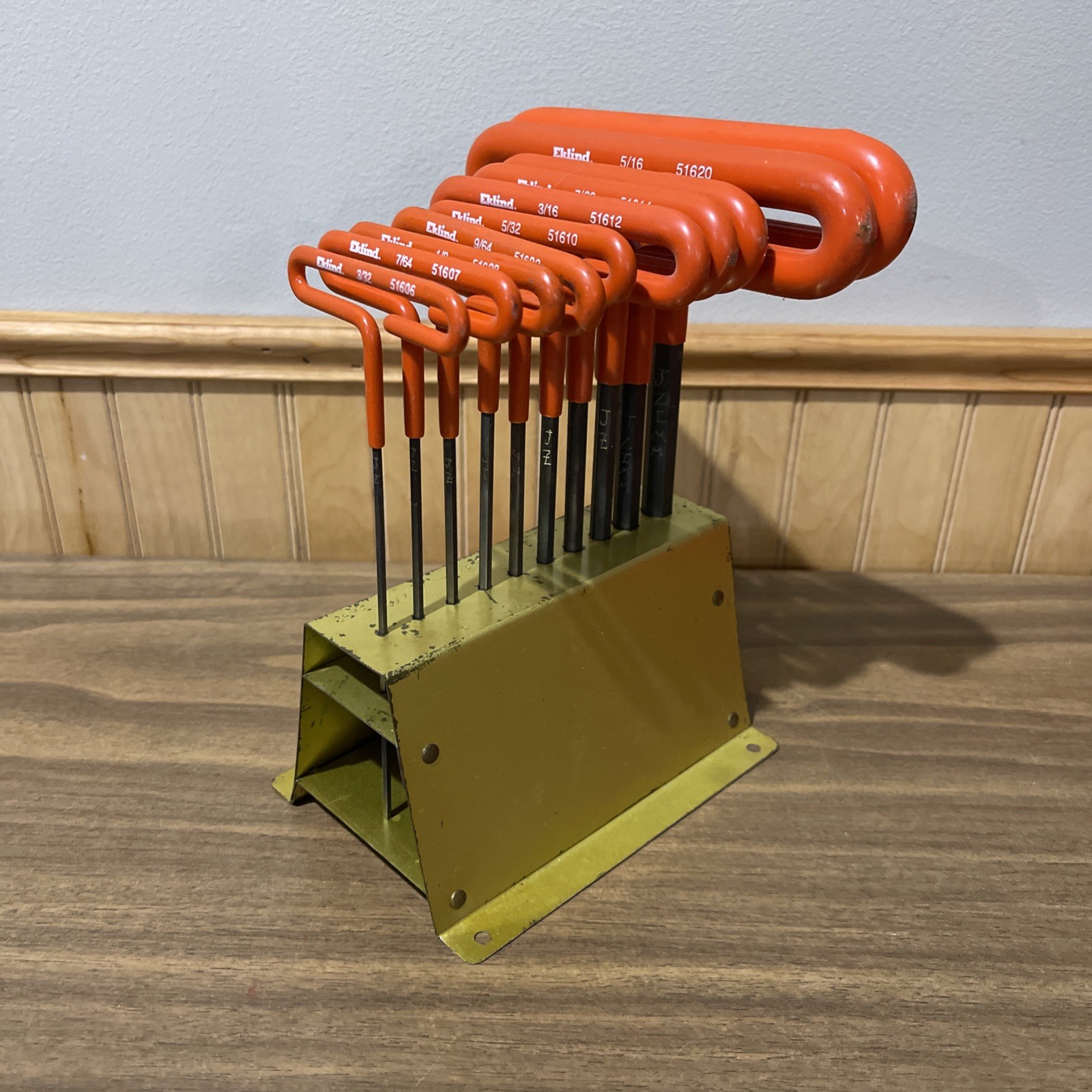 Vintage Eklind Tool 53610 10 Piece ~6″ SAE Cushion Grip T-Handle Hex Key Set