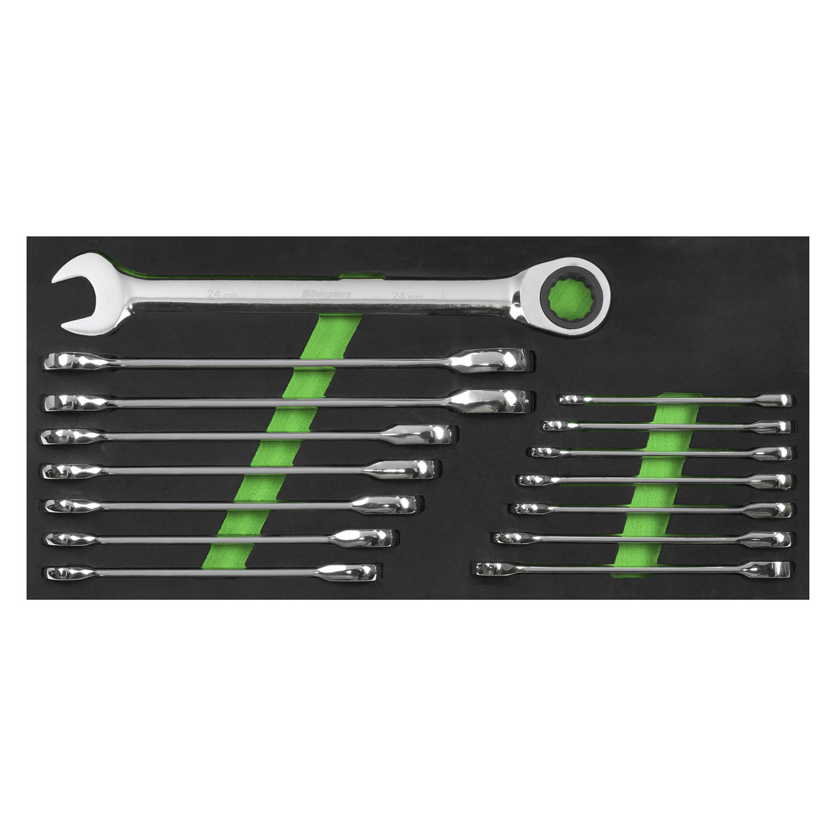 S01247 Combination Ratchet Spanner Set 15pc 8,9,10,11,12,13,14,15,16,17,18,19