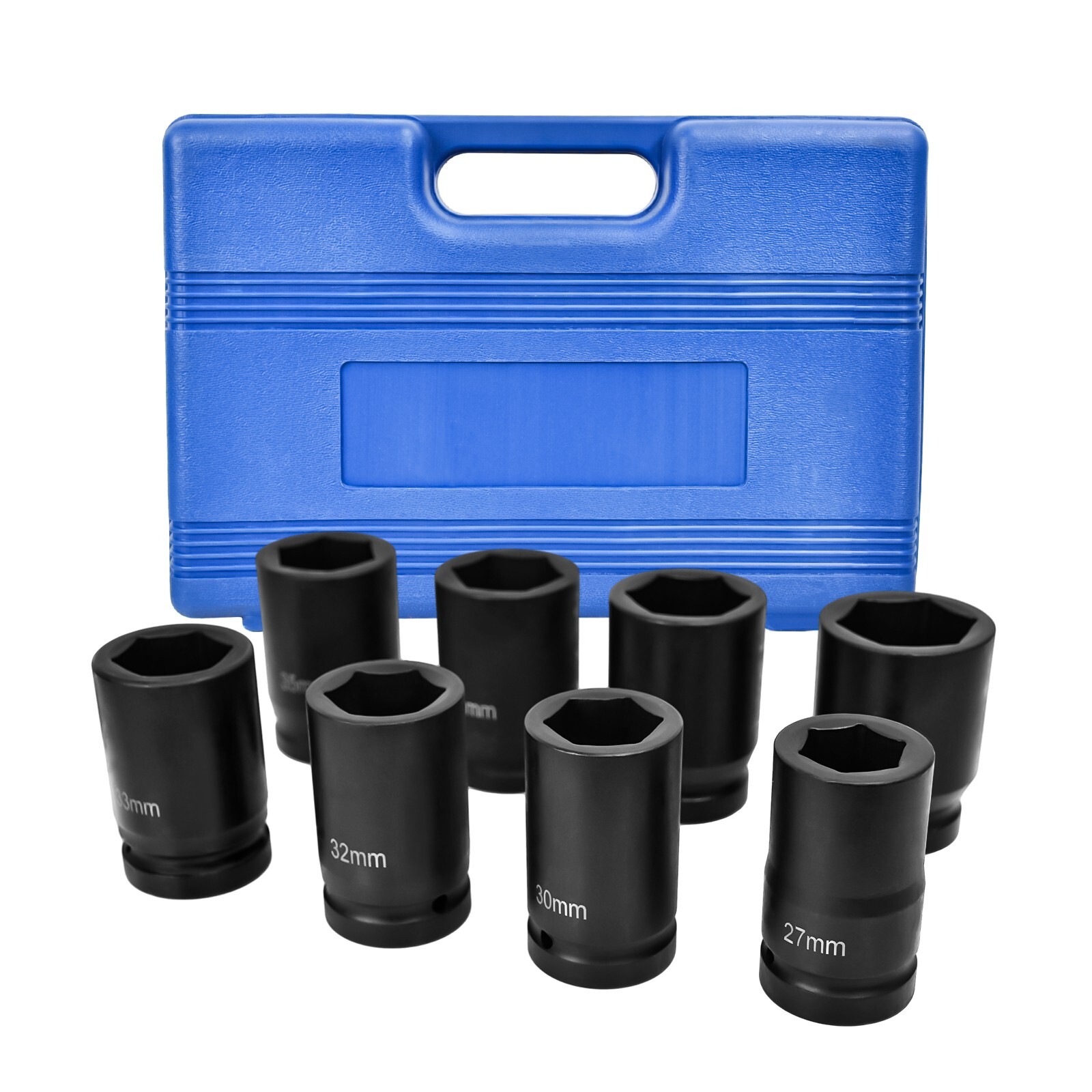 8 PC 1″ ONE INCH DRIVE DR LARGE SIZE AIR BLACK IMPACT SOCKET WRENCH TOOL SET MM