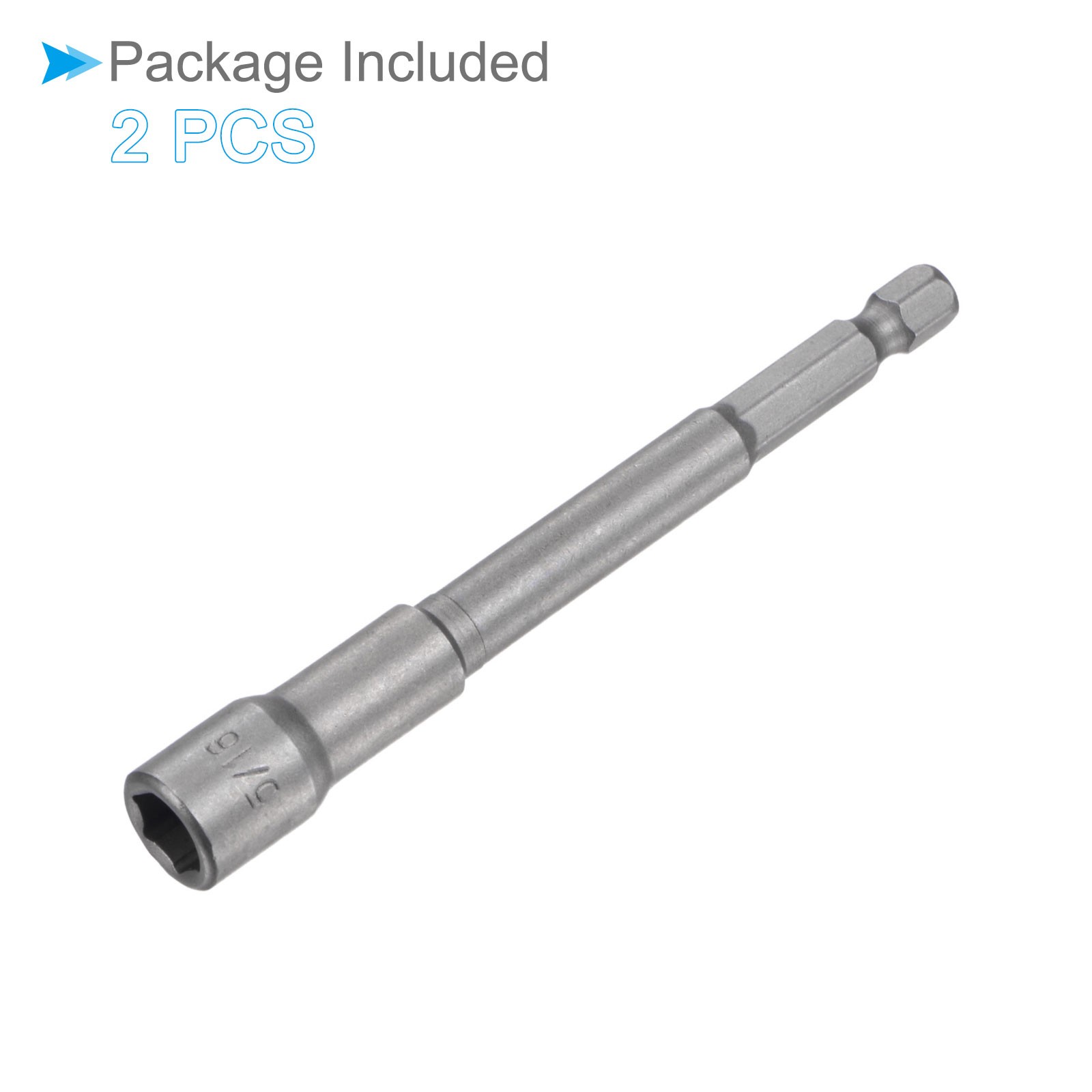 2pcs 1/4″ Hex Quick Change 5/16″ Magnetic Hollow Shaft Nut Setter 100mm Long