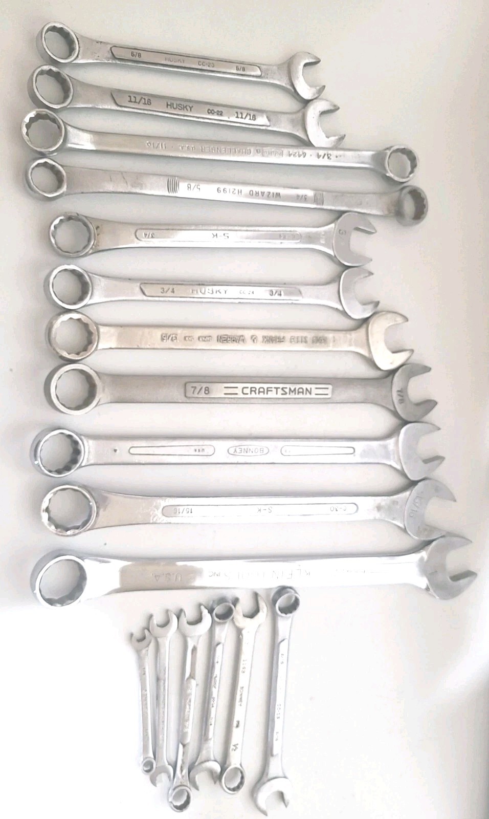 17 Vintage Wrenches Thorsen Proto Bonney Husky Wizard S-K Klein Craftsman Lot.