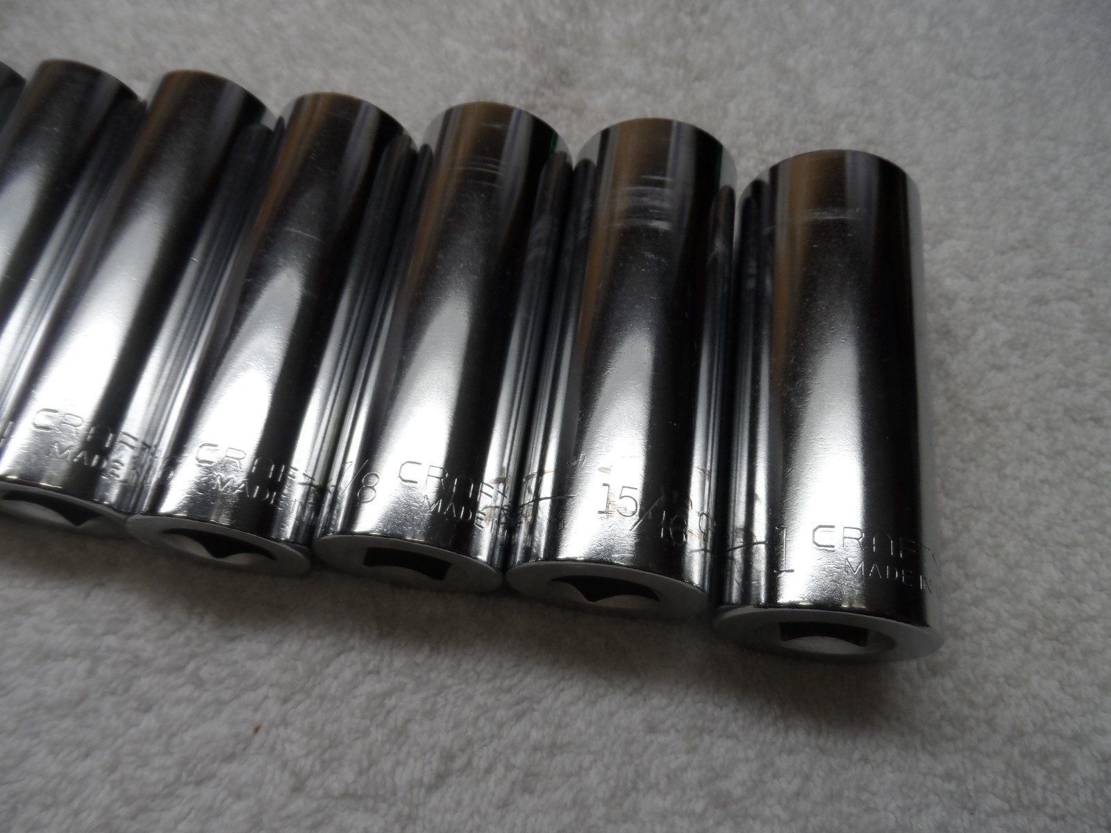 Craftsman 1/2″ Drive SAE Deep Socket Set, USA, 12pt – 9 pcs (1/2″ to 1″) -V- -G-