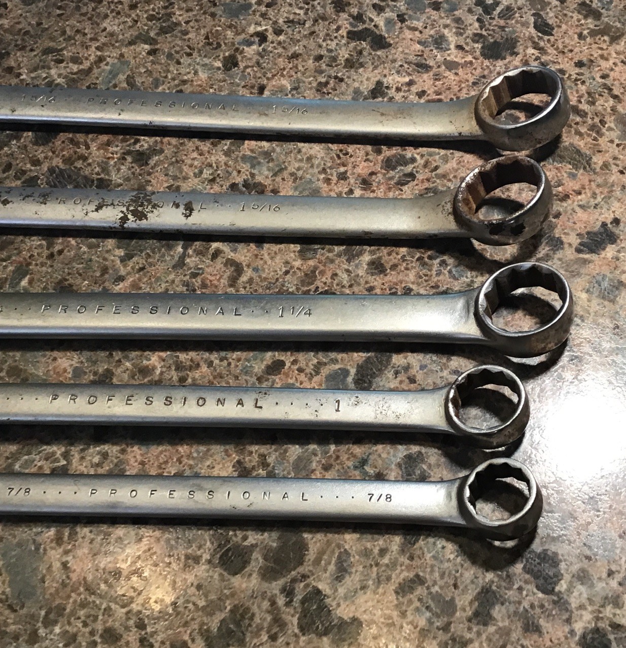 Proto Professional Combination Wrench Set 7/8, 1, 1 1/4, 1 5/16 (2) Total Of 5