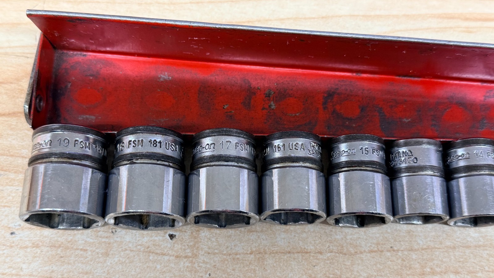 Snap On Socket Set FSM Series- W/ Vintage Metal Holder – 12 Sockets – LOT #3