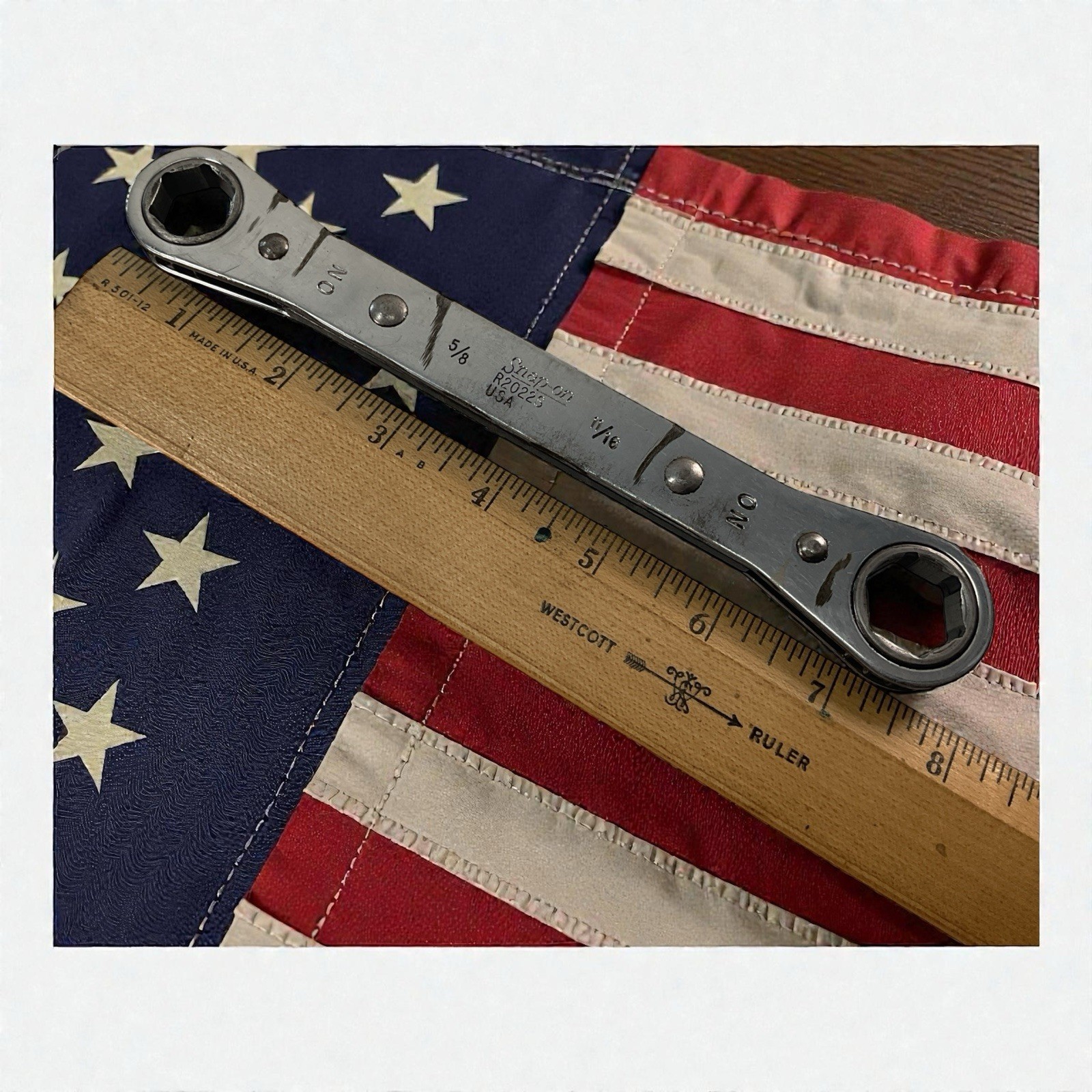 Snap-On Ratcheting Box Wrench R2022S 5/8″ X 11/16″ SAE 6pt USA Grind Marks
