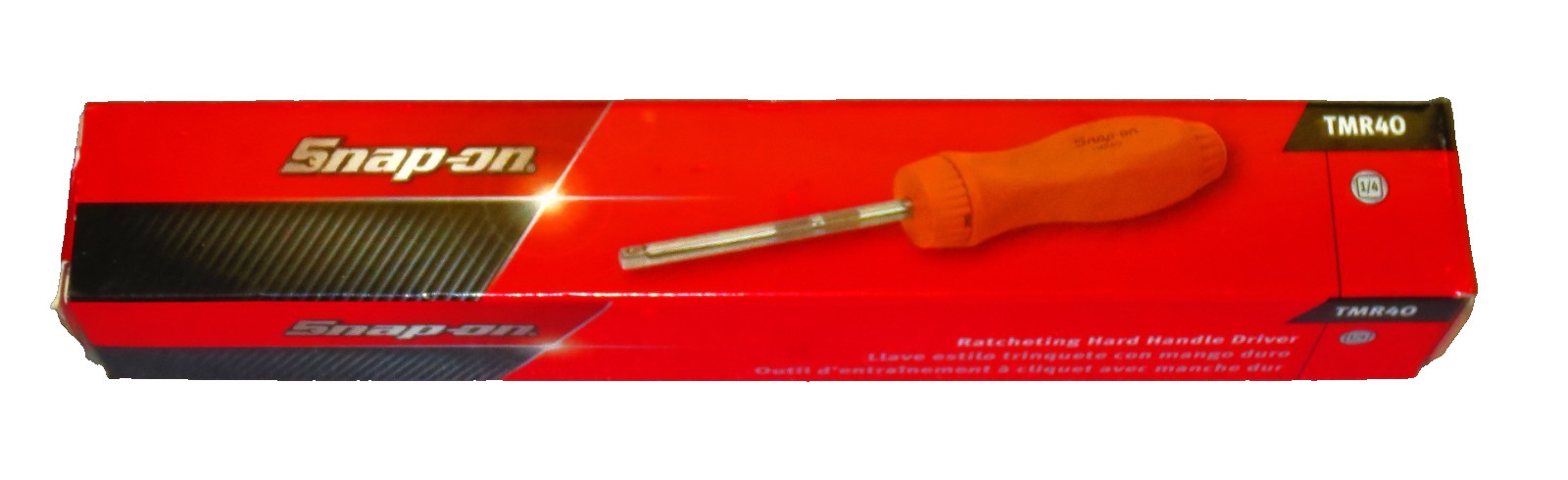 NEW Snap-on 1/4″ Drive Ratcheting Screwdriver ~ TMR4O *ORANGE HARD HANDLE* NIB!