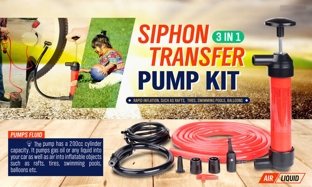 Gasoline Manual Transfer Hand Pump Siphon Car Fuel Oil Changer Water Extractor