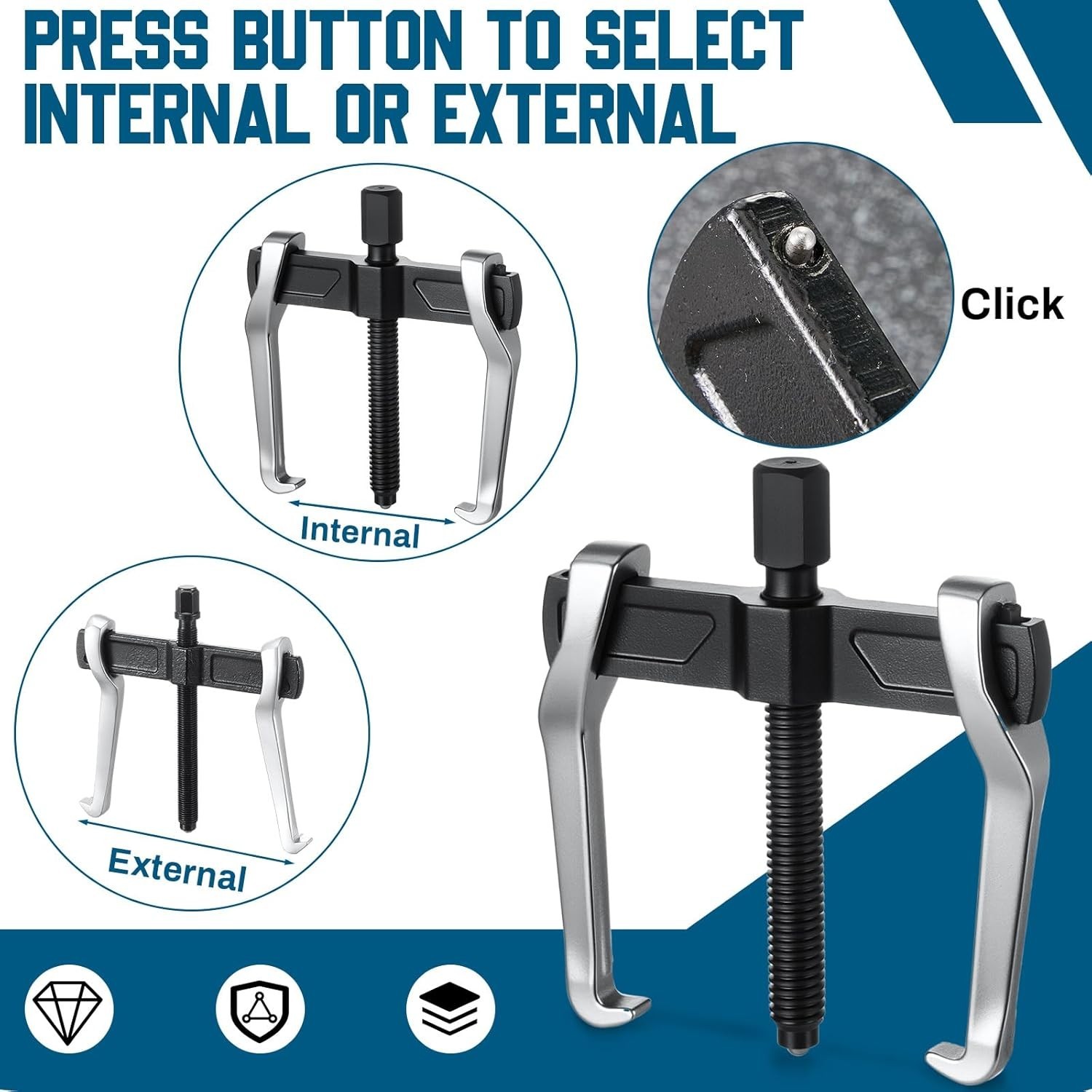 4 Pcs 2 Jaw Gear Puller Set 3in, 4in, 6in, 8in CR-V Steel