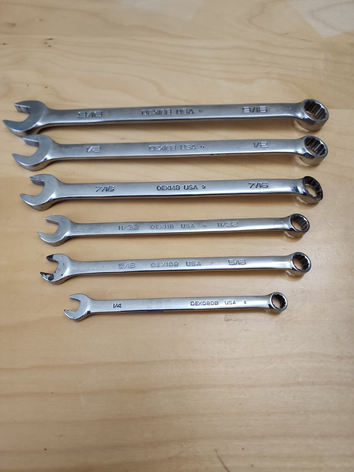 Lot Of 6 Snap-On Combo Wrenches 9/16″ 1/2″ 7/16″ 11/32″ 5/6″ 1/4″