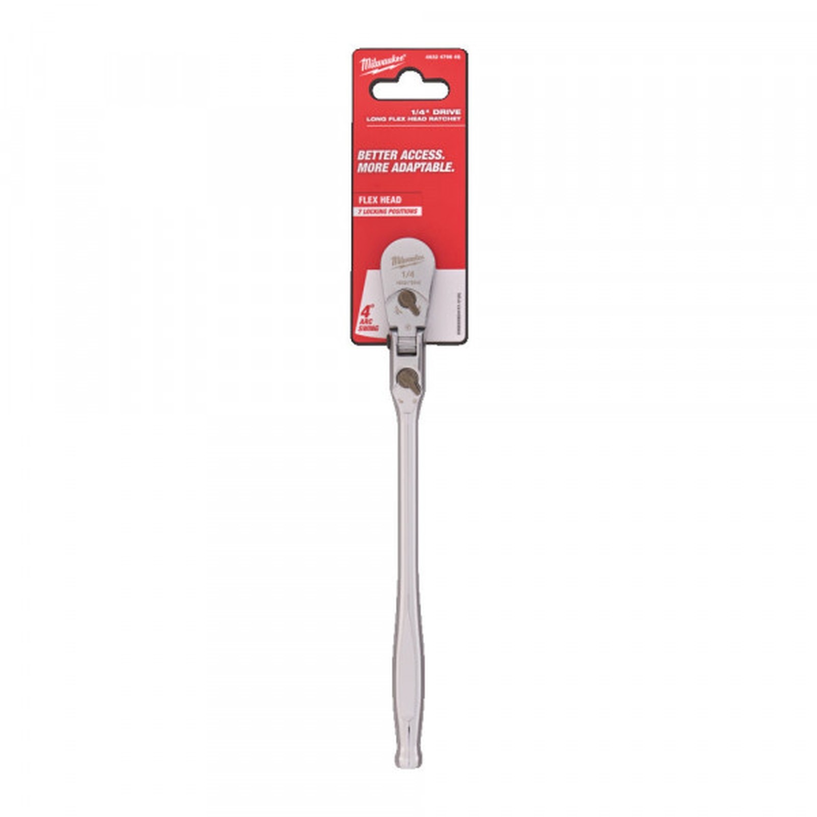 Long Flexible Head Ratchet – 1/4 Inch Drive – Lockable Flex Head – MILWAUKEE