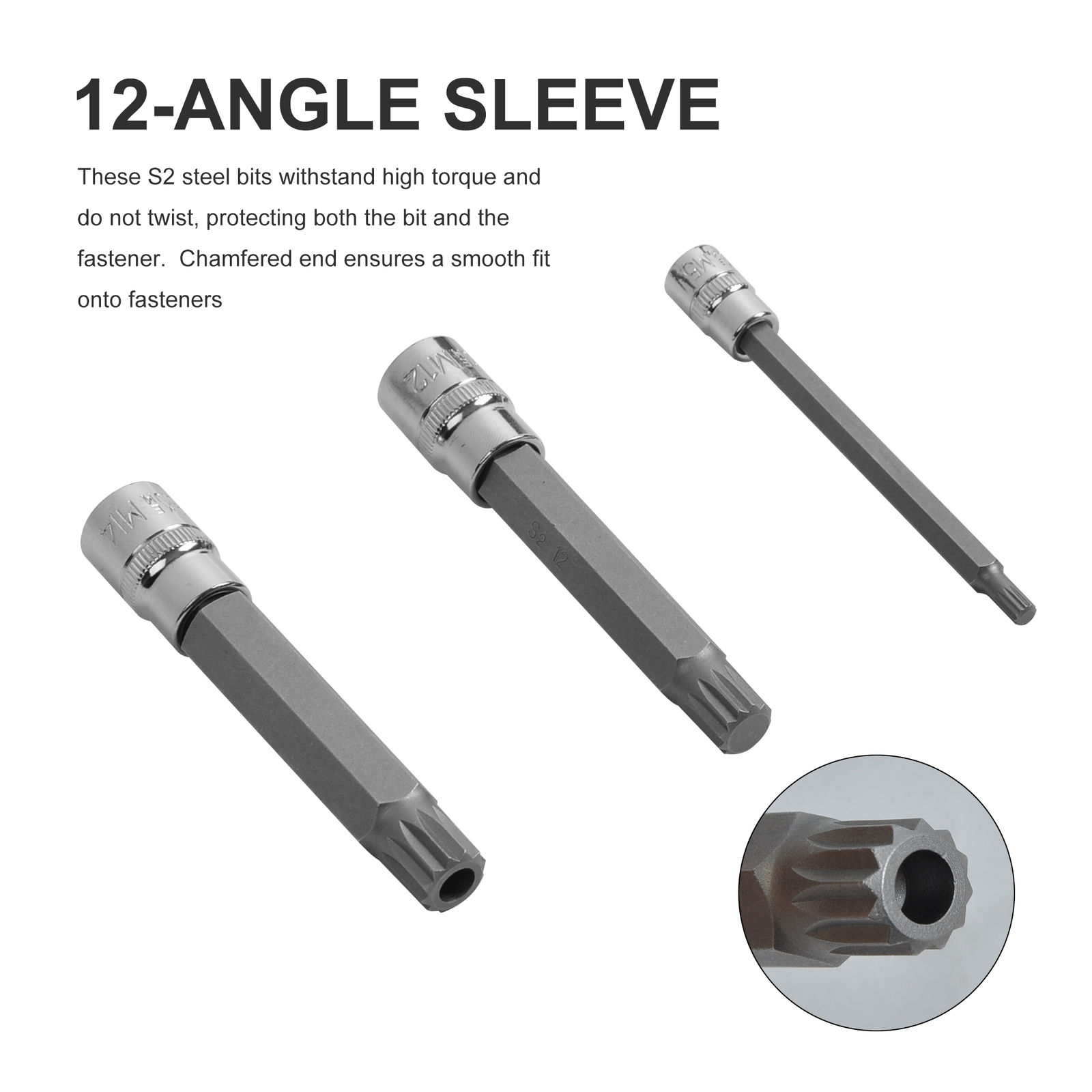 XZN Triple Square Long Spline Socket Bit Set 1/4″ 3/8″ 1/2″ Tamper Proof 10pc