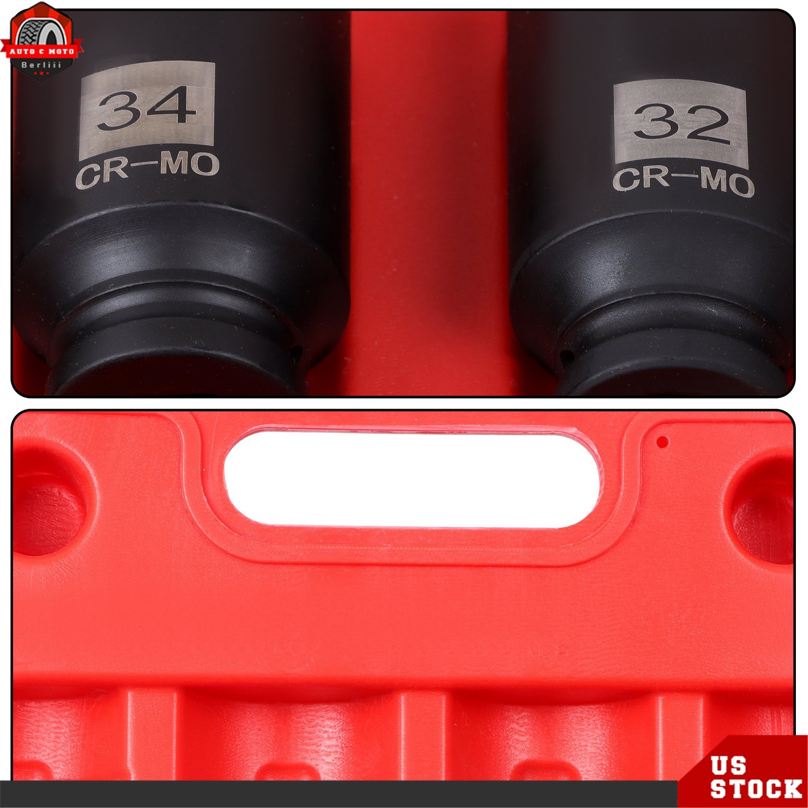 12 point 4pcs 1/2″ Drive Deep Spindle Axle Nut Socket Set MM 30mm 32mm 34mm 36mm