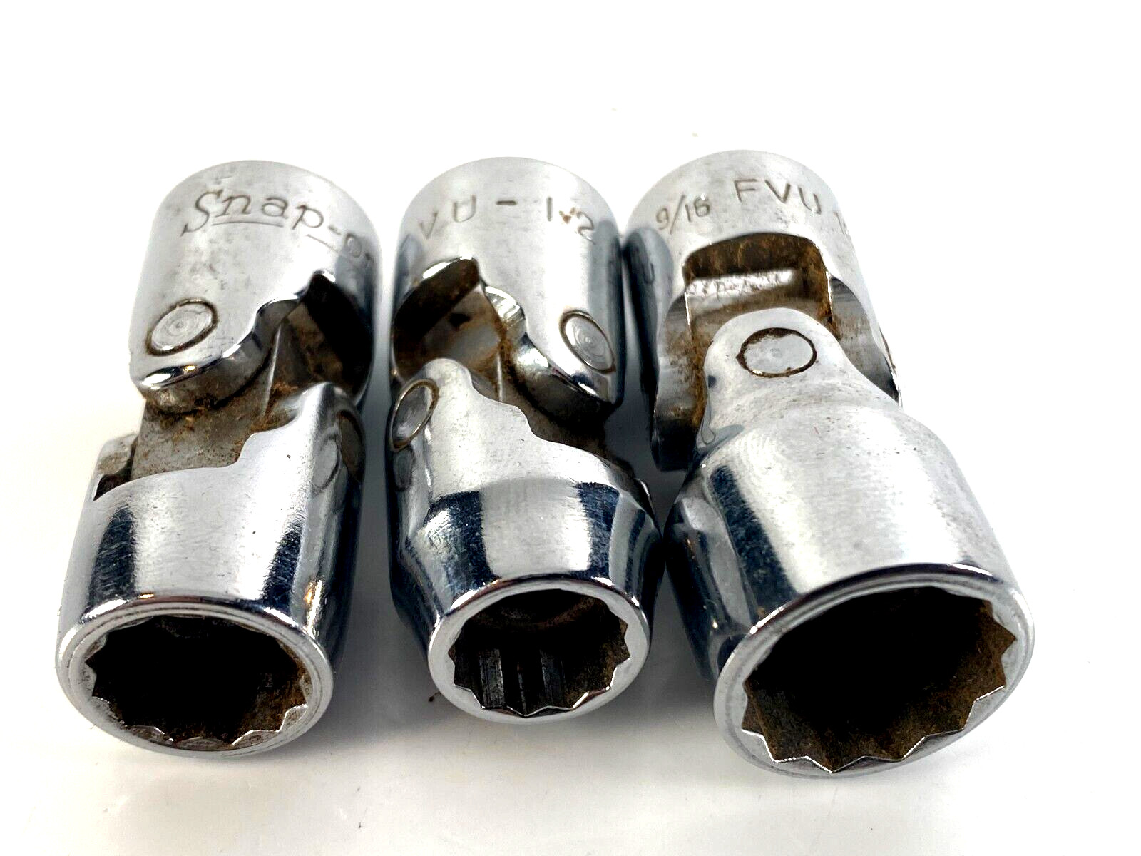 Snap-On Tools Lot of 3 3/8″ Dr SAE Universal Sockets FVU12 FVU14 FVU18