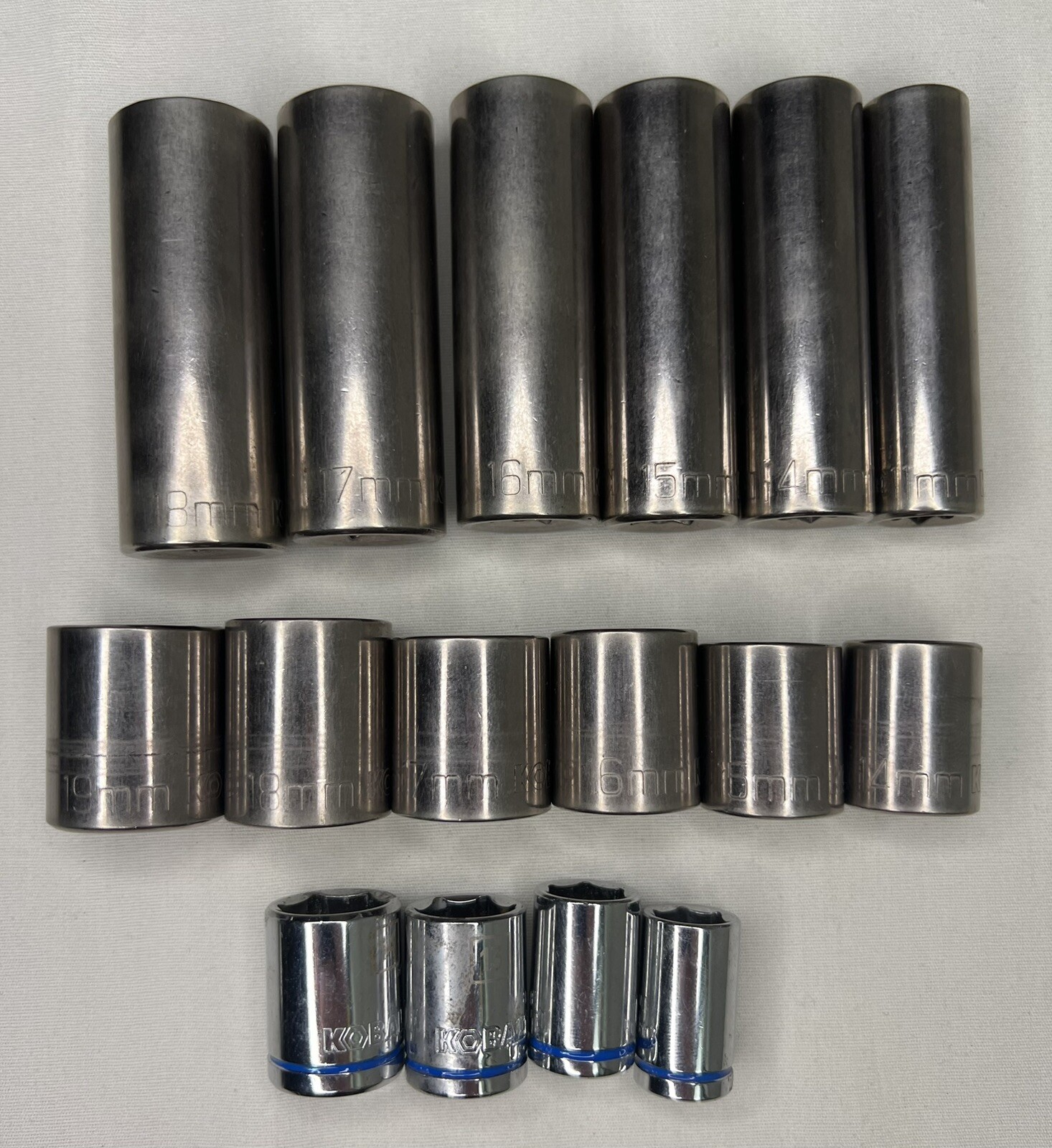 16 Various Kobalt Metric Sockets 10, 11, 13, 14, 15, 16, 17, 18, 19mm