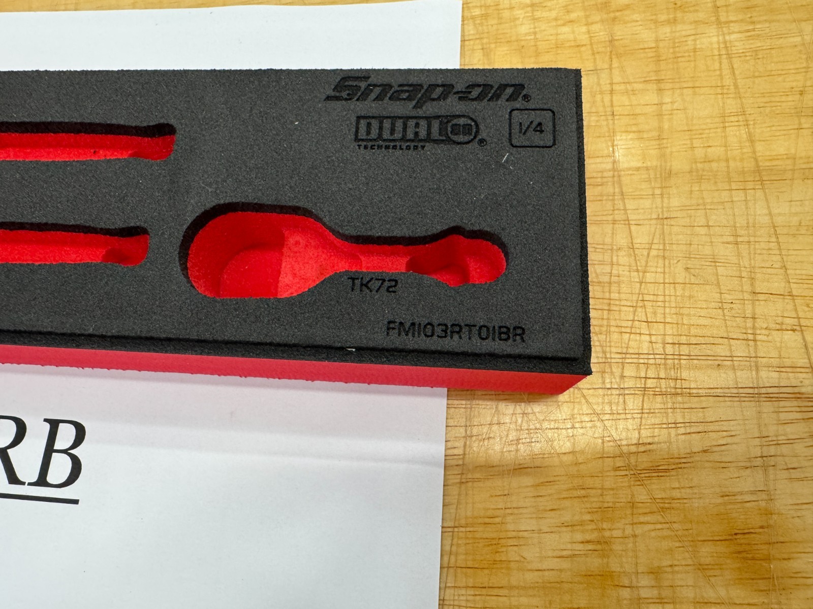 Snap-on Tools RED FOAM ORGANIZER for 3pc 1/4″ Drive Ratchet Set FM103RT01BR