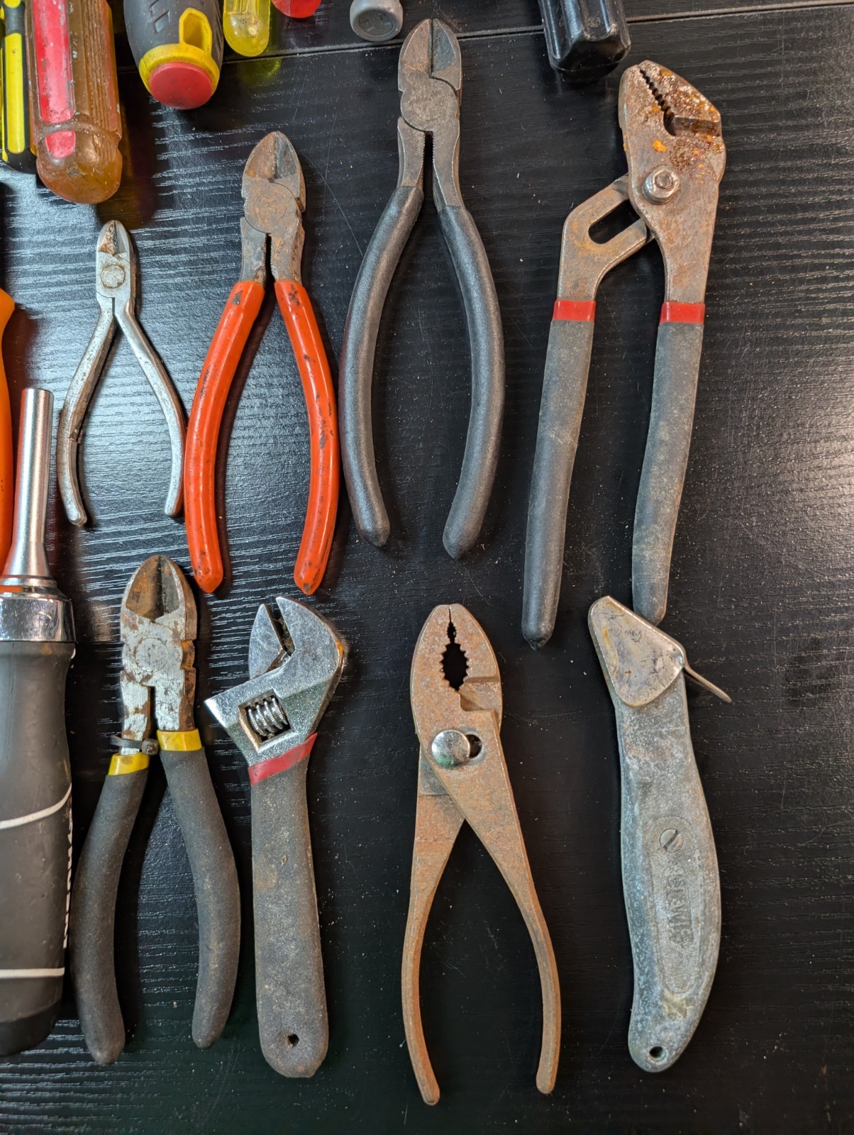 Mixed Hand Tool Lot Wrenches Pliers Screwdrivers Mechanic Garage Tools