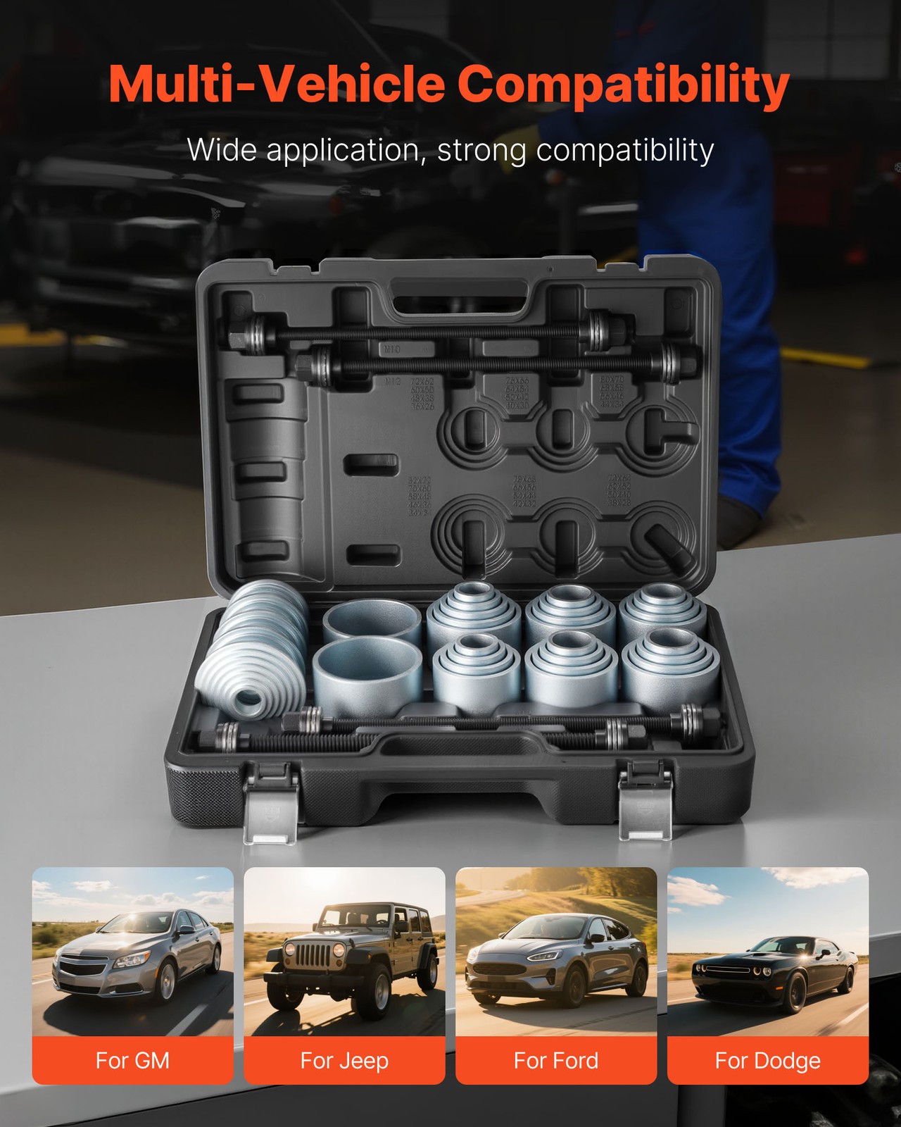 VEVOR Pull and Press Sleeve Kit Bush Bearing Removal Insertion Tool Set 36 PCS