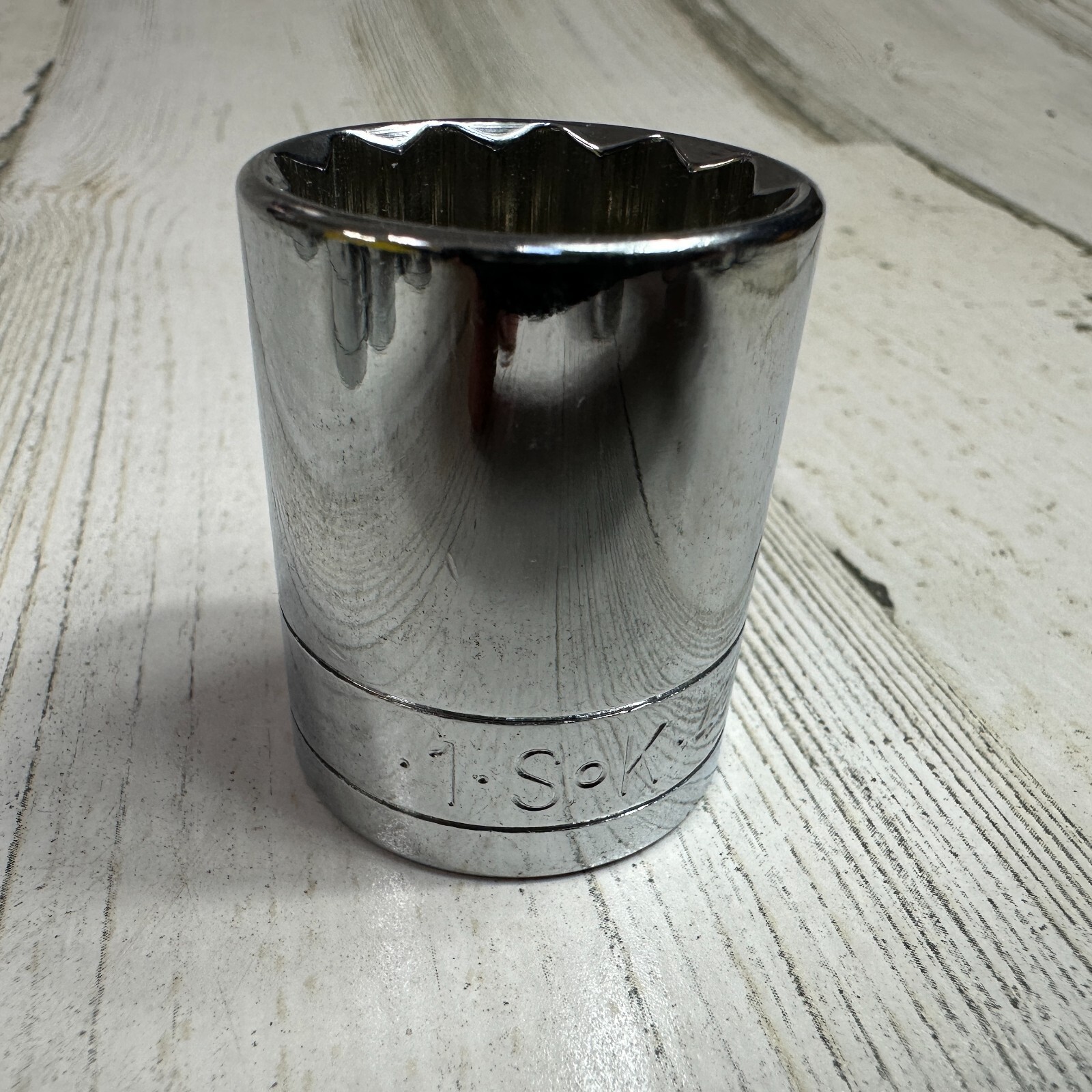 1” SK Tools USA 1/2” Drive 12 Point SAE Chrome Standard Socket NOS 40132 Inch