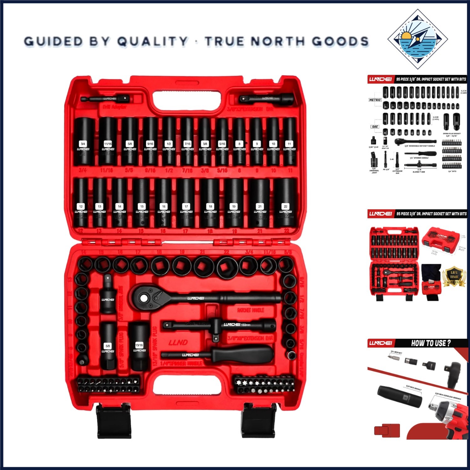 Multi-Use Impact Socket Set Featuring Deep and Shallow Chrome Vanadium Tools