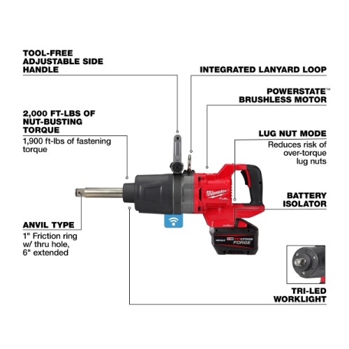 Milwaukee 2869-22HD M18 Fuel Impact Wrench Kit, D-Handle Extended Anvil