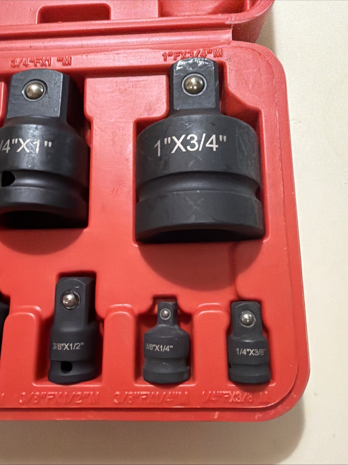8Pcs Impact Socket Reducer Adapter Set Convertor Adaptors 1/4″ 3/8″ 1/2″ 3/4″ 1″