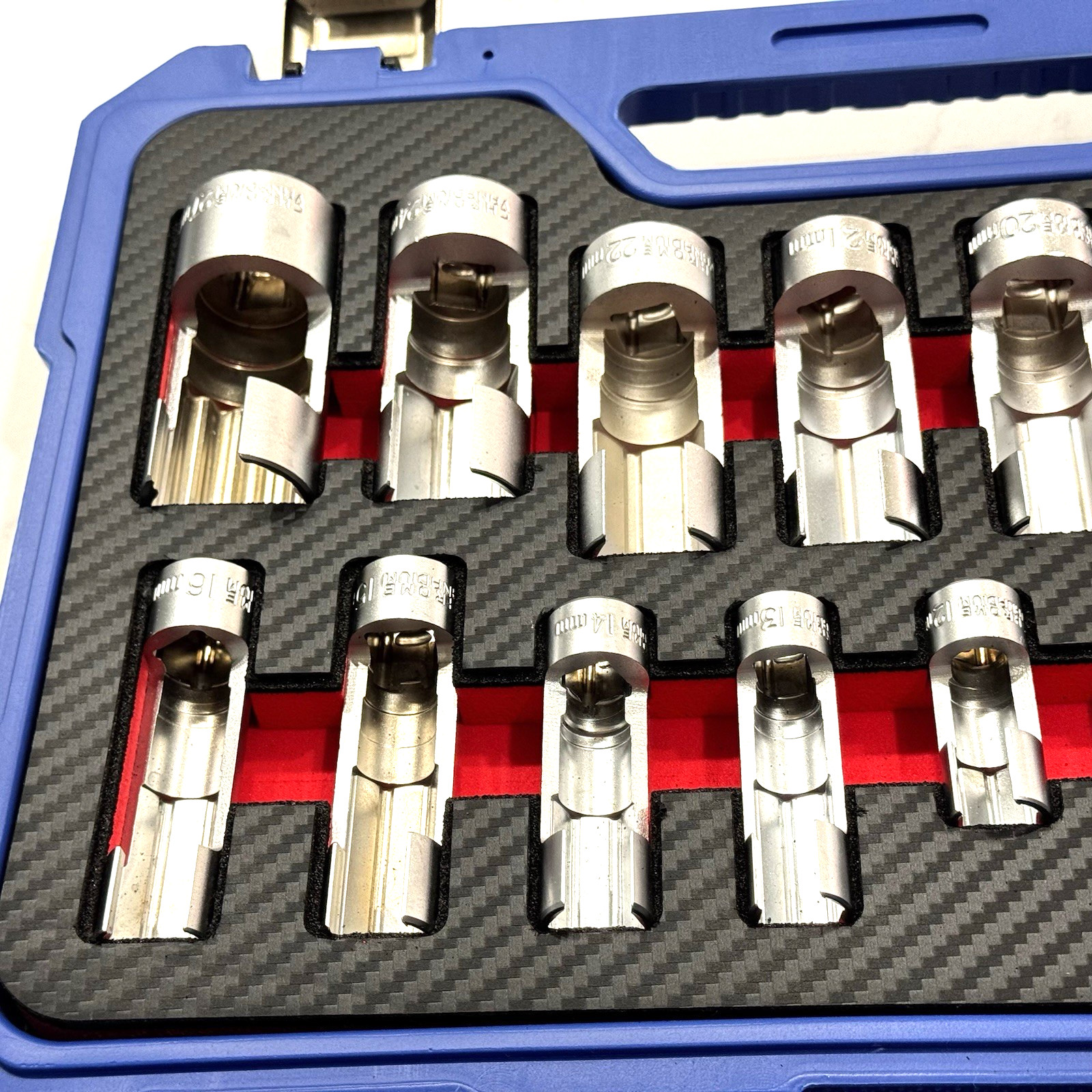 19PCS Diesel Injector Fuel Line Socket Set 8-27mm Flare Nut 3/8″ 1/2″ Drive, Glo