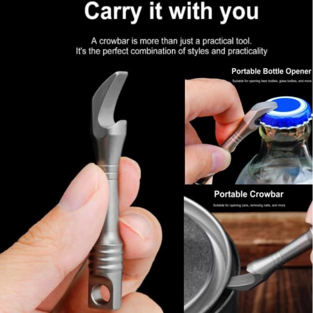 Compact Titanium For Crowbar Keychain Tool/Versatile EDC Bottle Opener&Pry Bar!