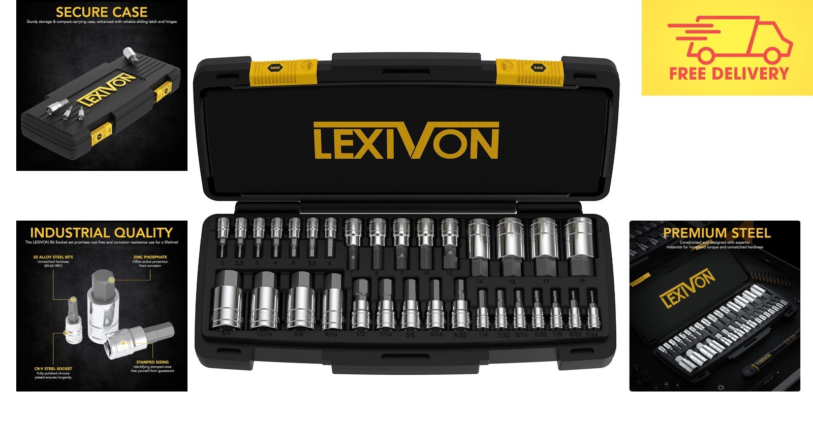 Durable 32-Piece HEX Socket Set | Chrome Plated & Rust Resistant S2 Steel