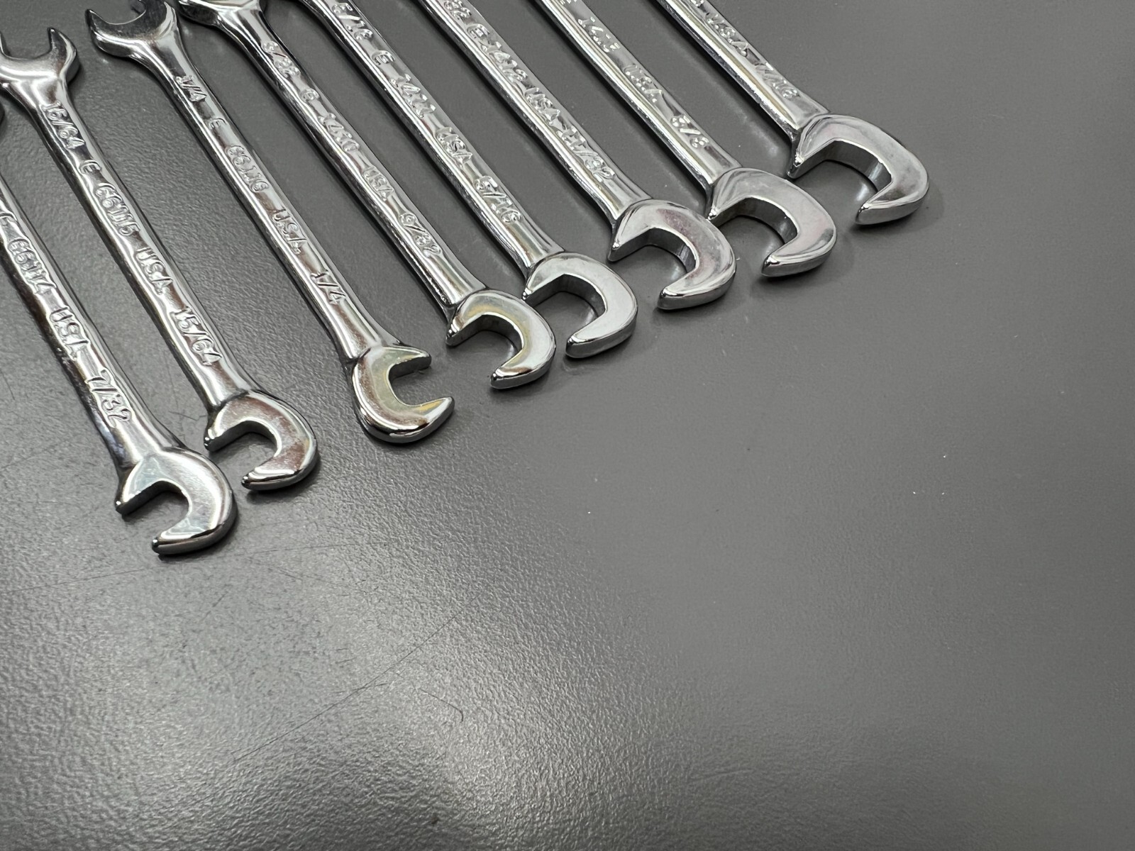 (E) VINTAGE EASCO 8PC SAE MIDGET OPEN END IGNITION WRENCH SET 92 160 EXC USA