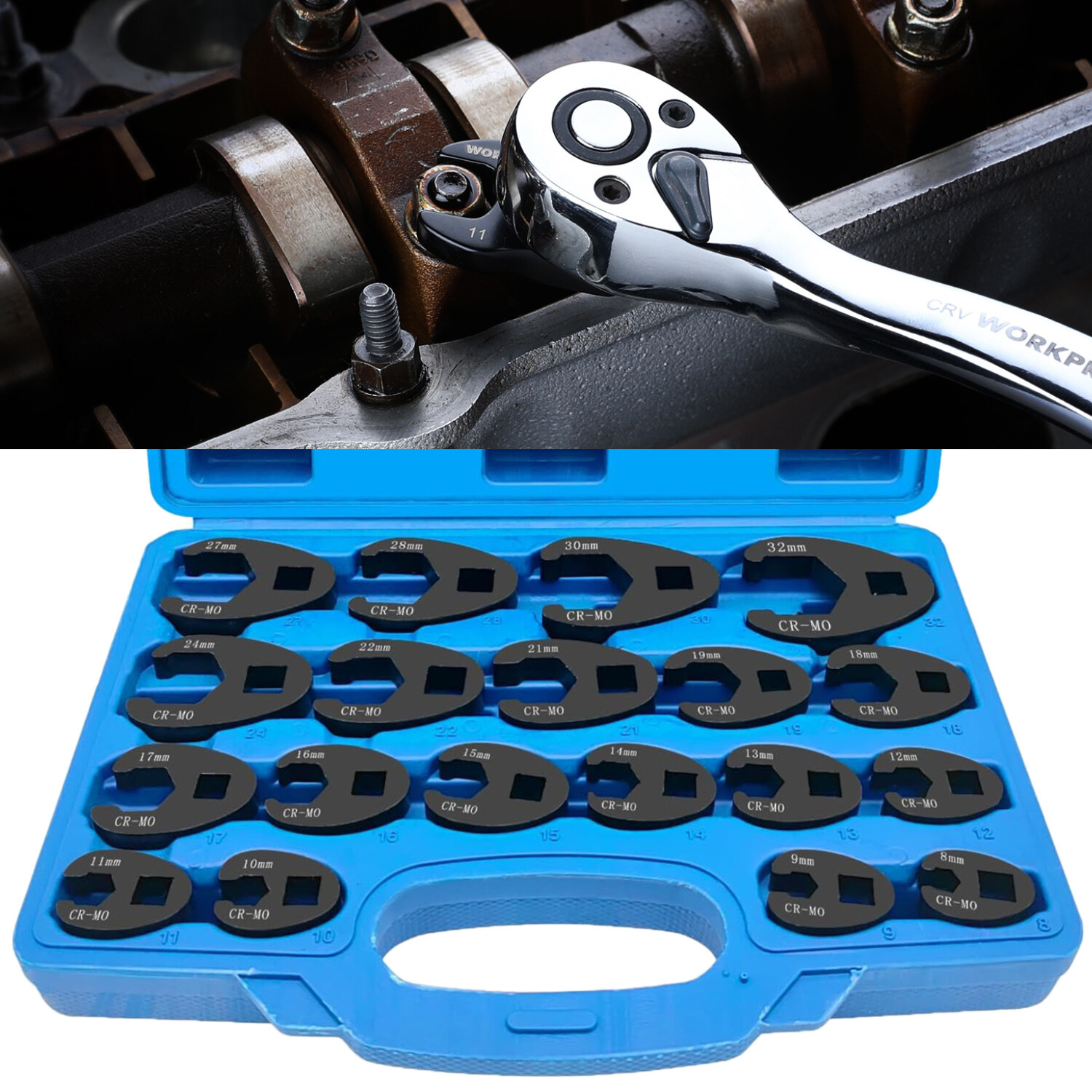 Crows foot Wrench Set 1/2″ and 3/8” Drive Flare Nut Crowfoot Wrench Set Metric